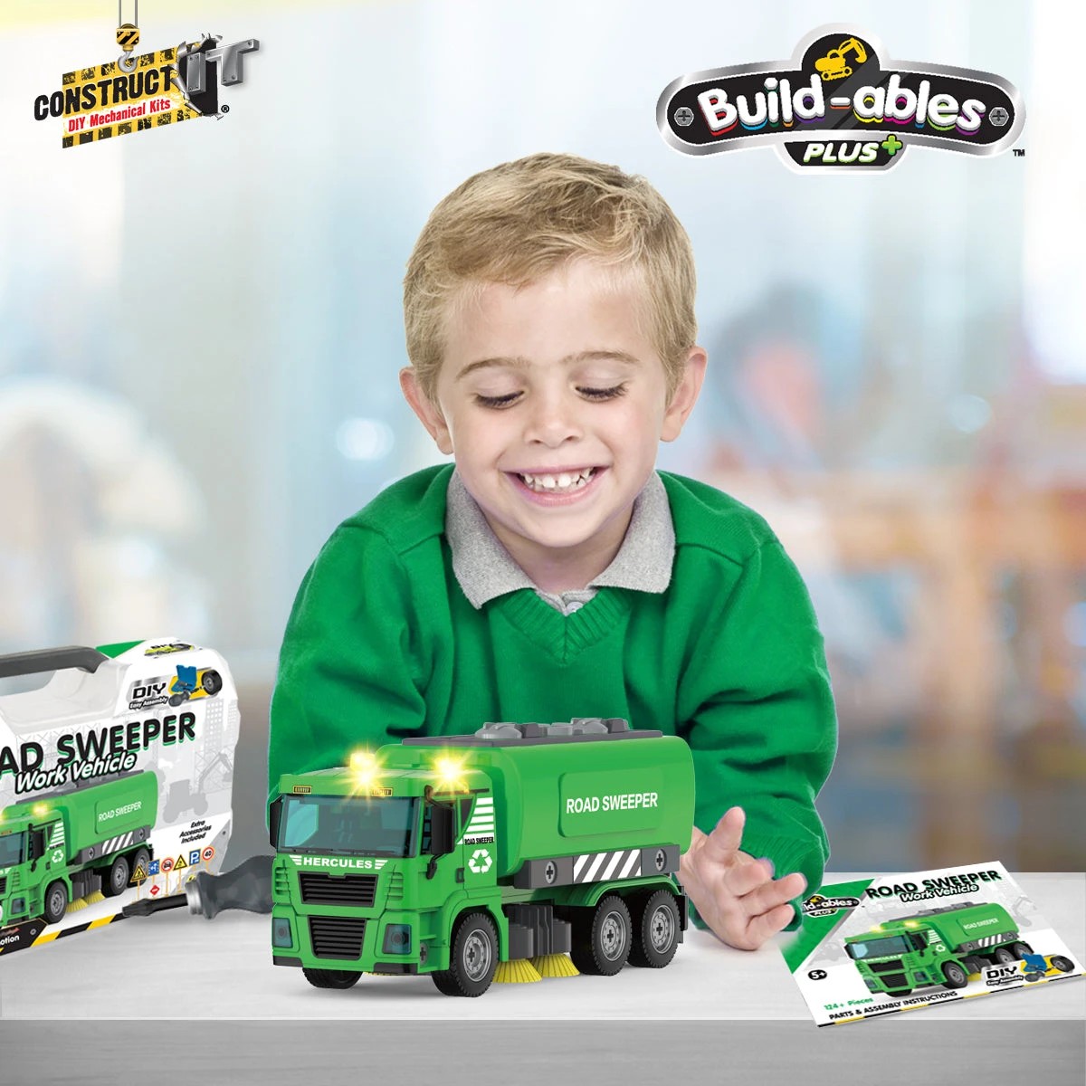 6 Construct-It Build-ables Plus - Road Sweeper, Work Vehicle, 6 of 8