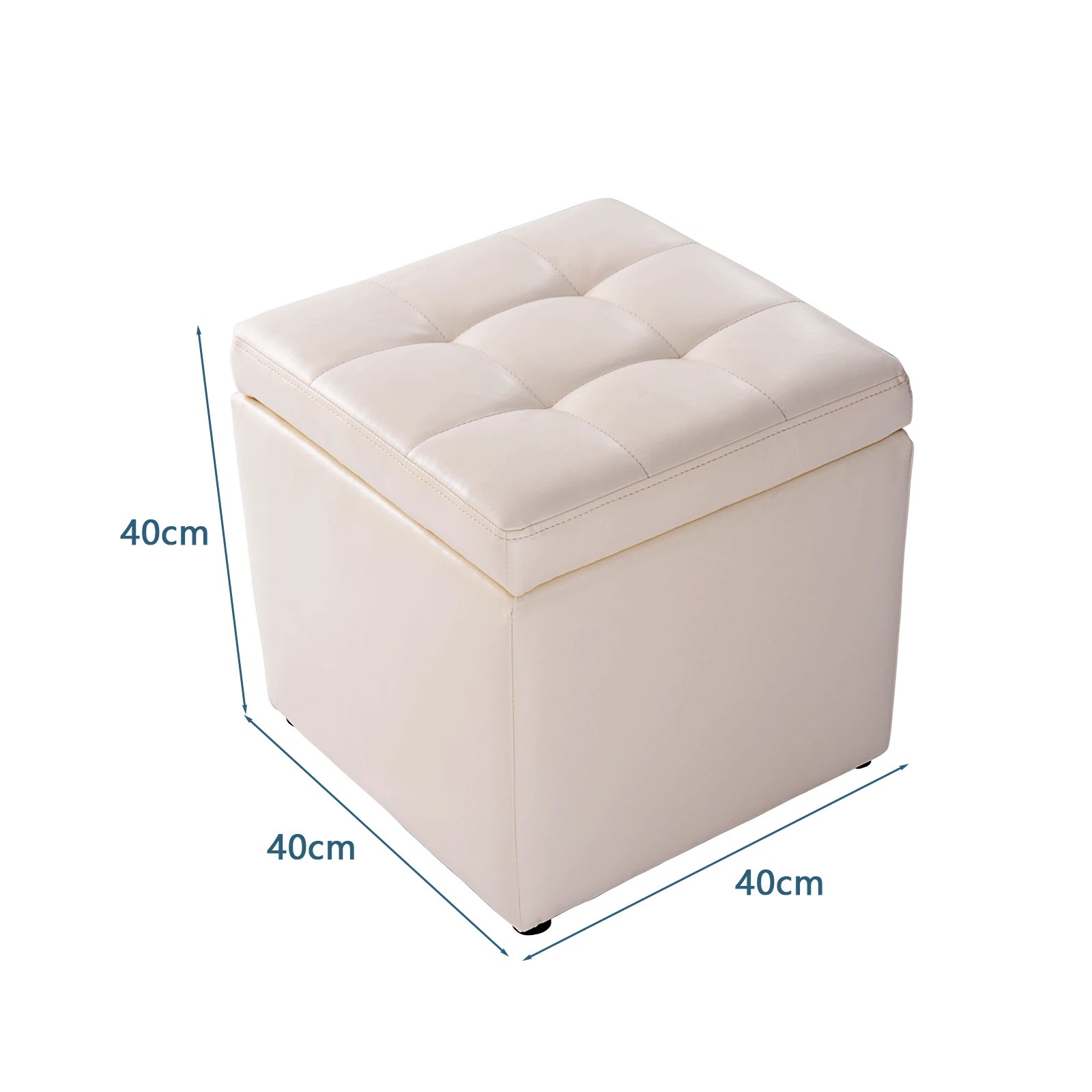 3 Costway 40cm Cube Storage Ottoman Footstools White, 3 of 3