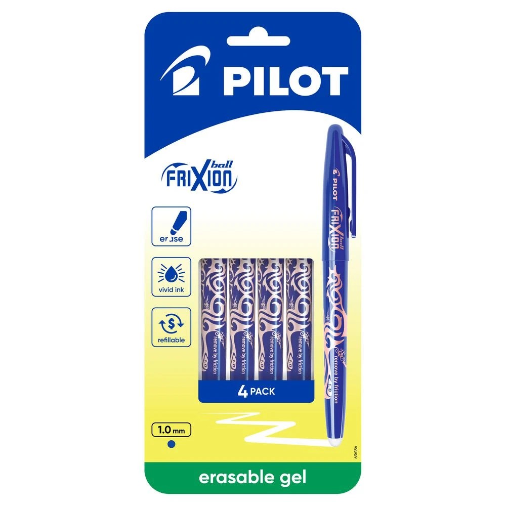 1 PILOT FriXion Ball Erasable Gel Pen 1mm Blue 4 Pack, 1 of 6