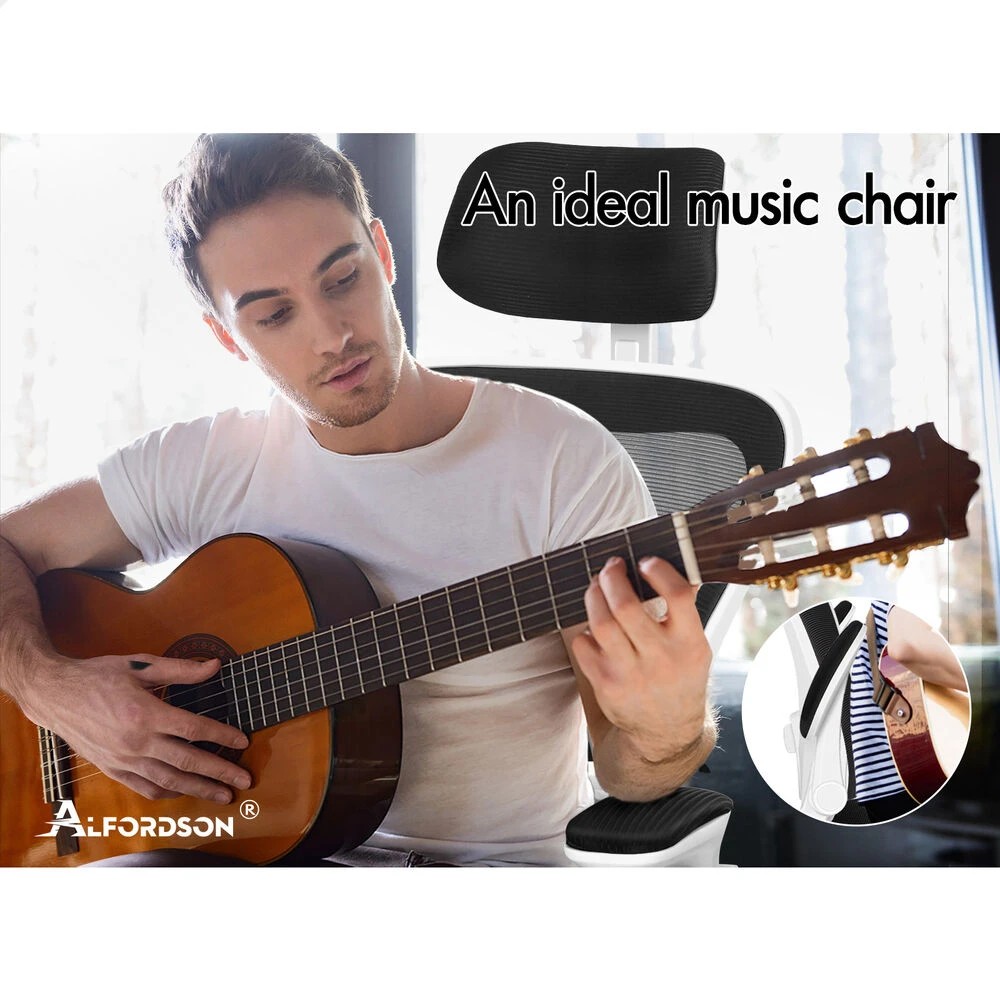 10 Alfordson Mesh Office Chair Executive Computer Gaming Fabric Seat - Black White, 10 of 10