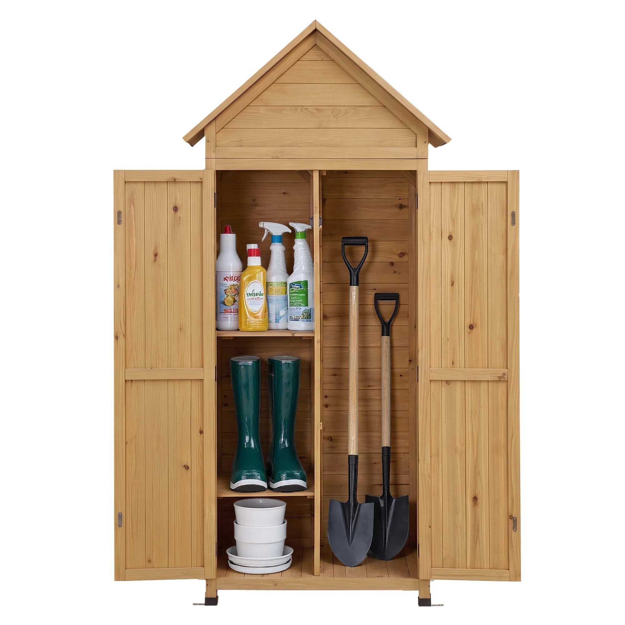 2 Gardeon Outdoor Storage Cabinet Cupboard Tool Organizer Shed Adjustable - Brown, 2 of 8