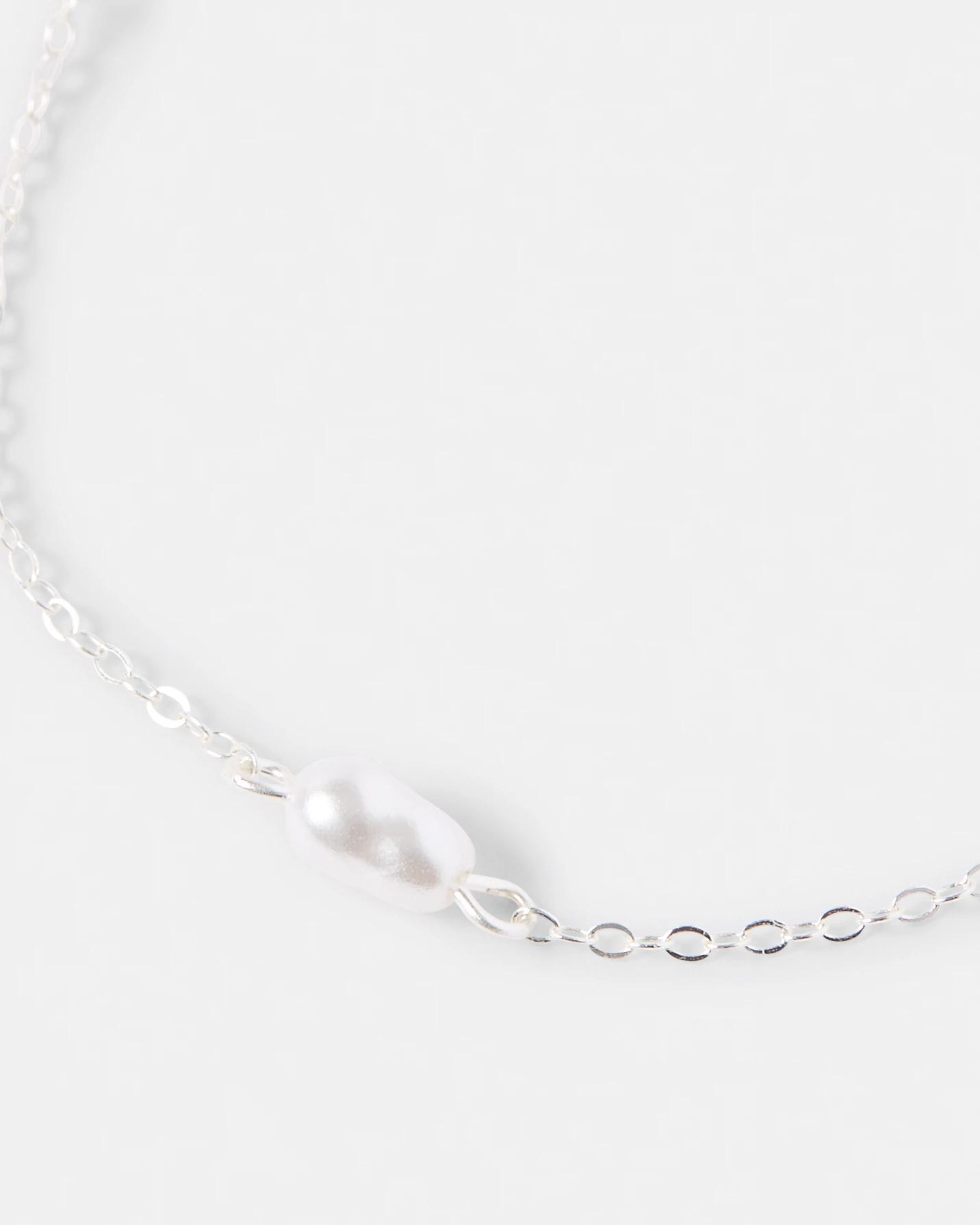 2 Sterling Silver 925 Faux Pearl Bracelet Silver, 2 of 4