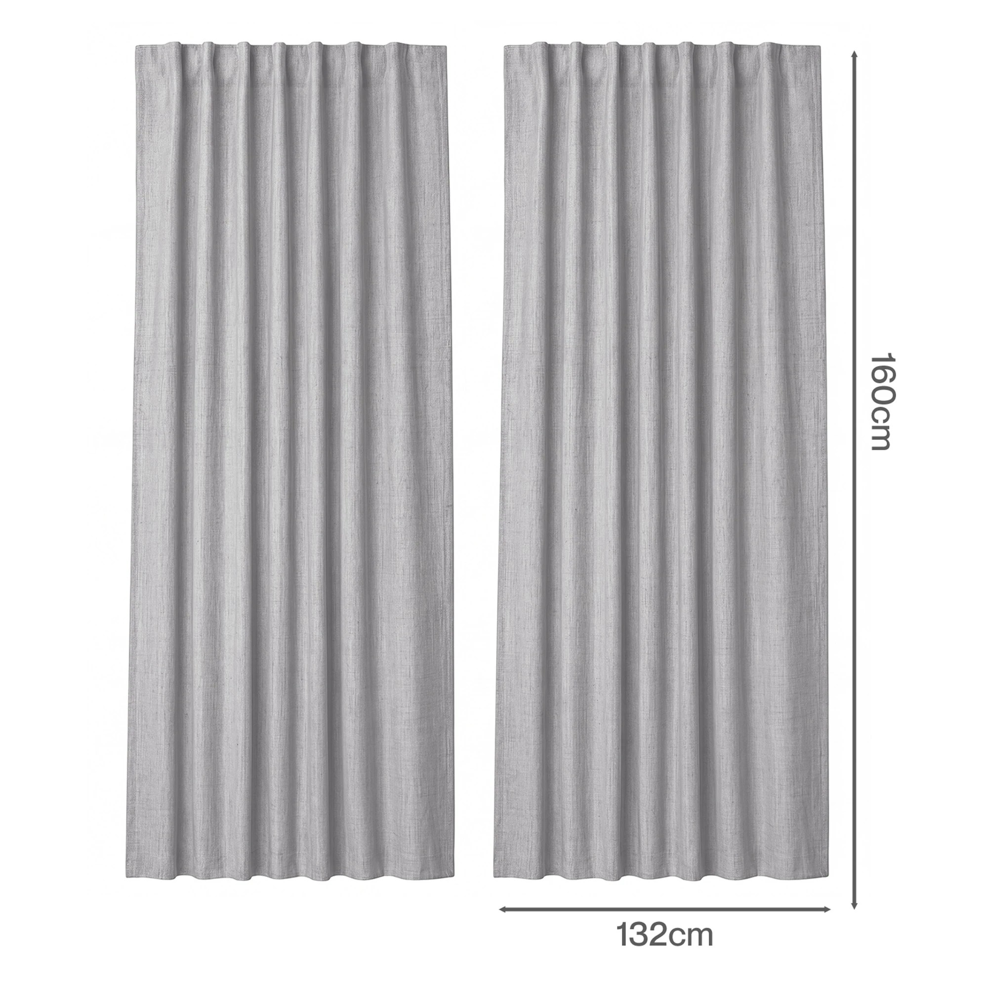 3 Marlow Blackout Curtains 2 Panels Thermal Linen Look Blockout Drapes Grey, 3 of 8
