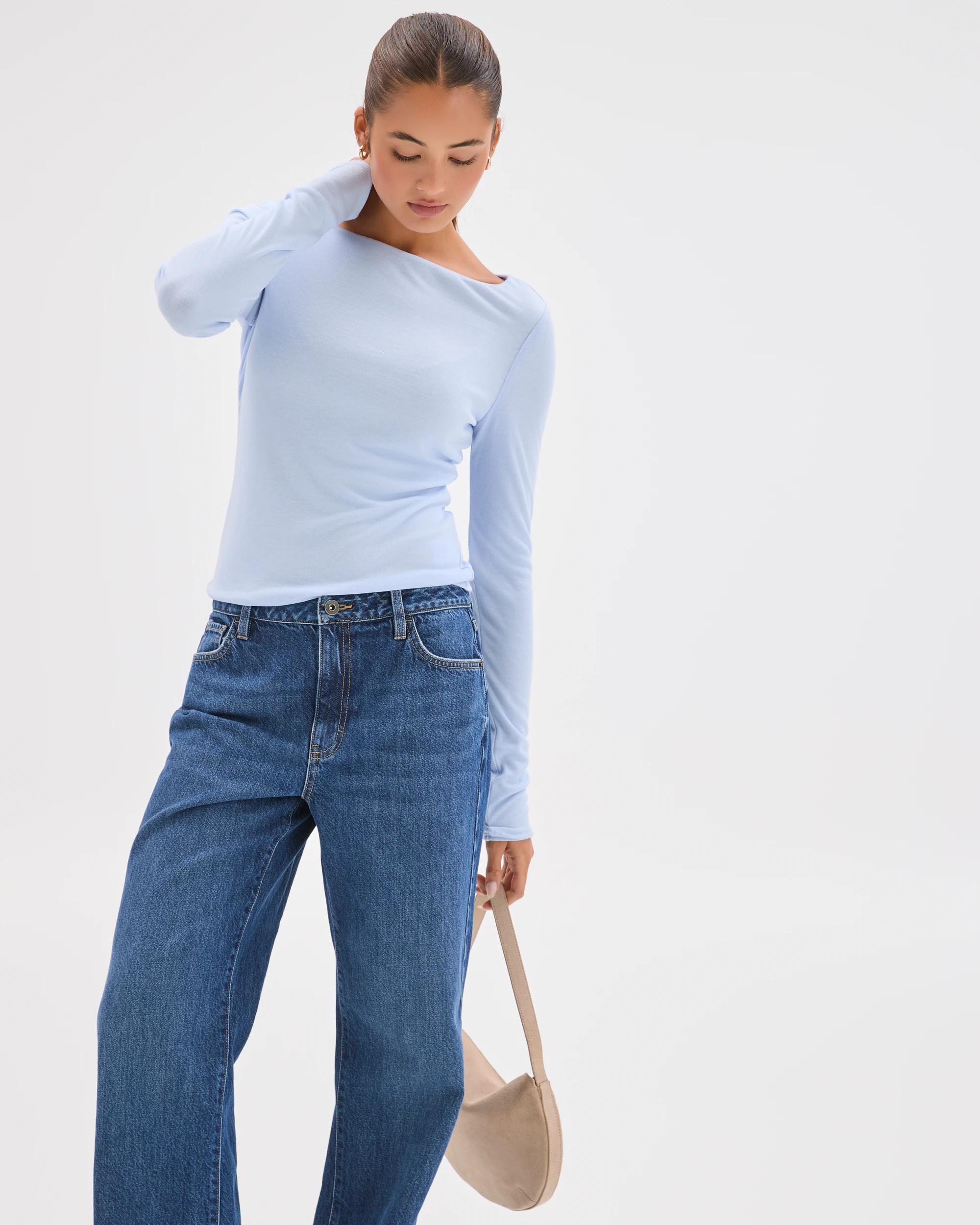 3 Lily Loves Double Layer Boat Neck Long Sleeve Top BABY BLUE, 3 of 7