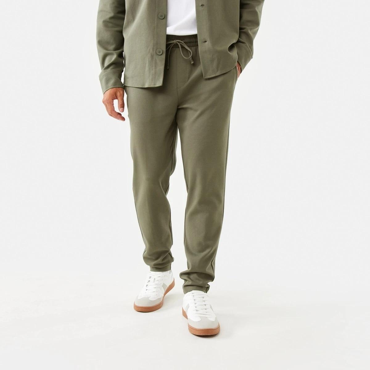 1 Elastic Waist Textured Joggers Khaki, 1 of 5