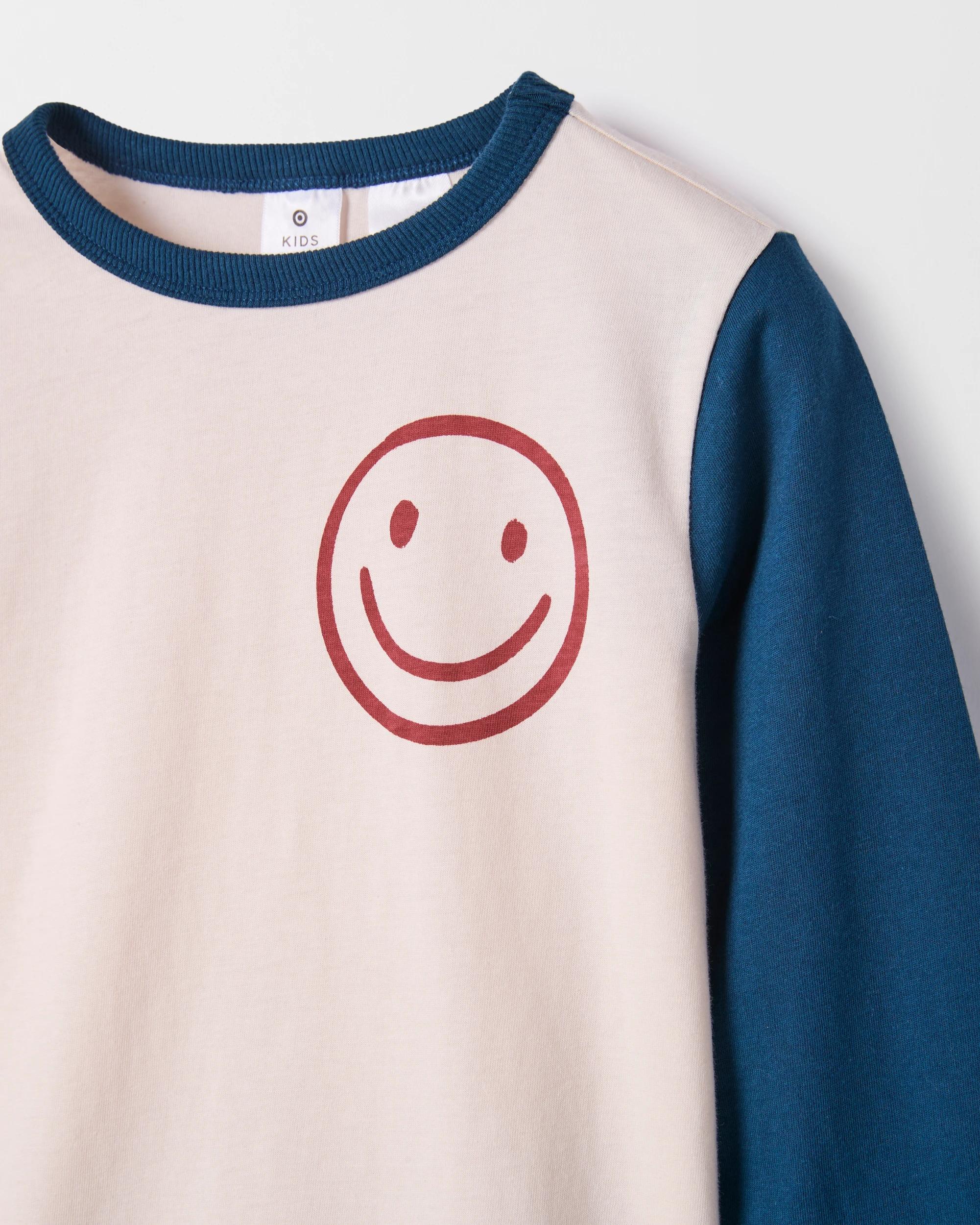 2 Target Kids Australian Cotton Blend Younger Boys Knit Pyjama Set SMILEY FACE CREAM, 2 of 4