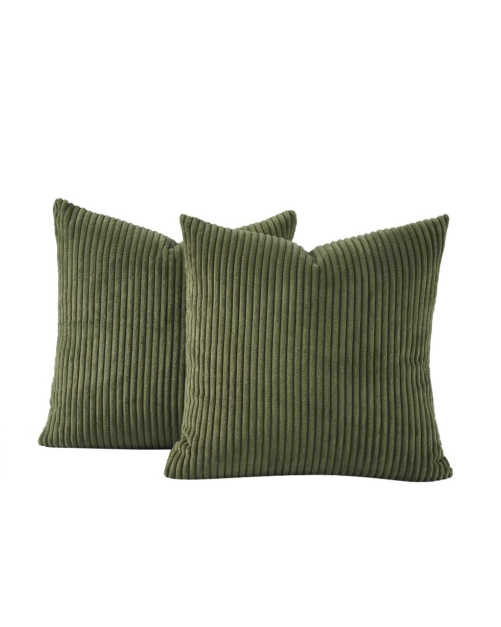 2 Gioia Casa 2-Pack Corduroy Velvet Cushion Covers 45x45cm - Olive, 2 of 2