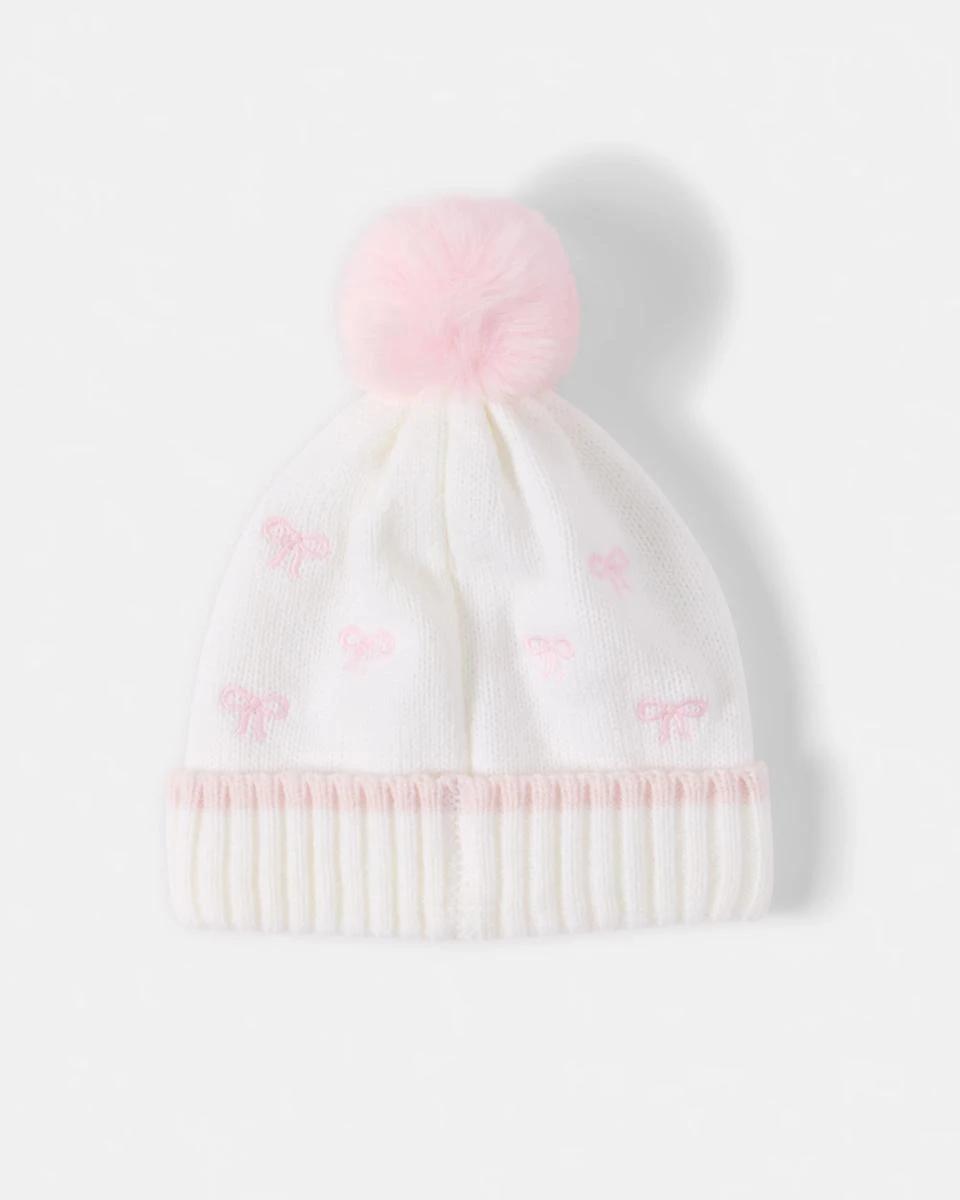 2 Embroidered Beanie Pnk Bow, 2 of 3