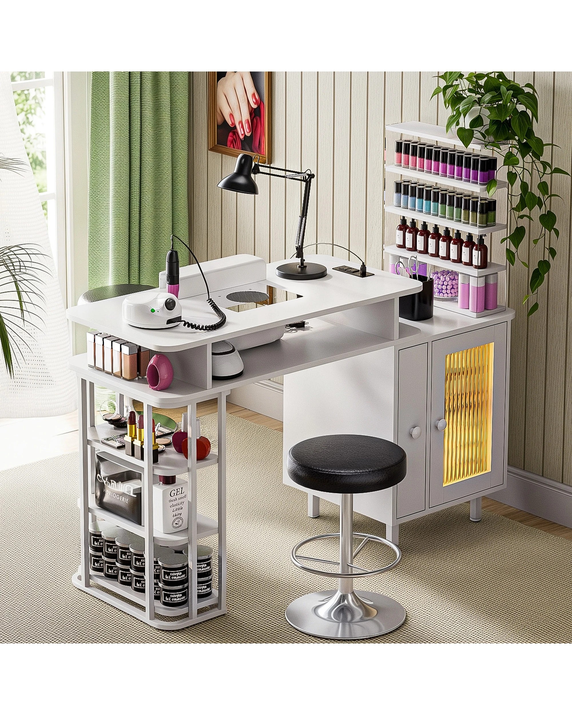 6 Advwin Manicure Table Dust with Dust Collector LED Light Charging Station - White, 6 of 8