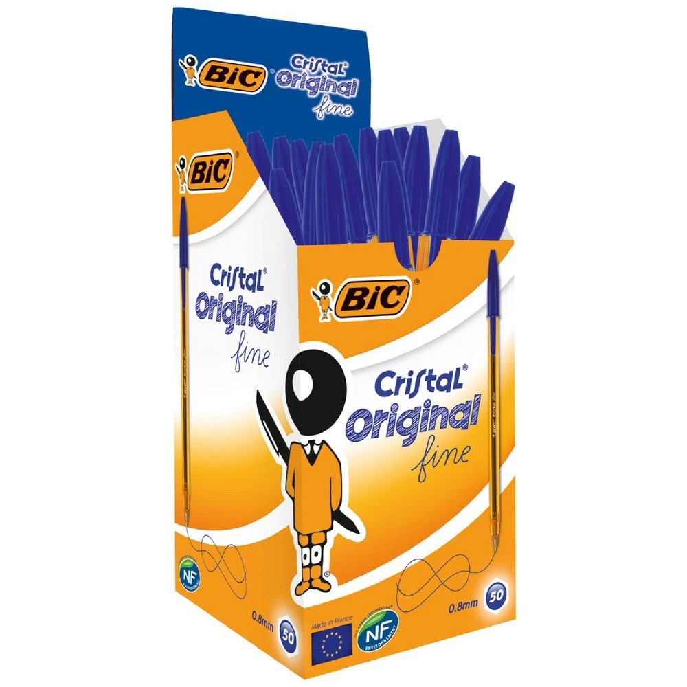 1 BIC Cristal Original Ballpoint Pens Fine Blue 50 Pack, 1 of 2