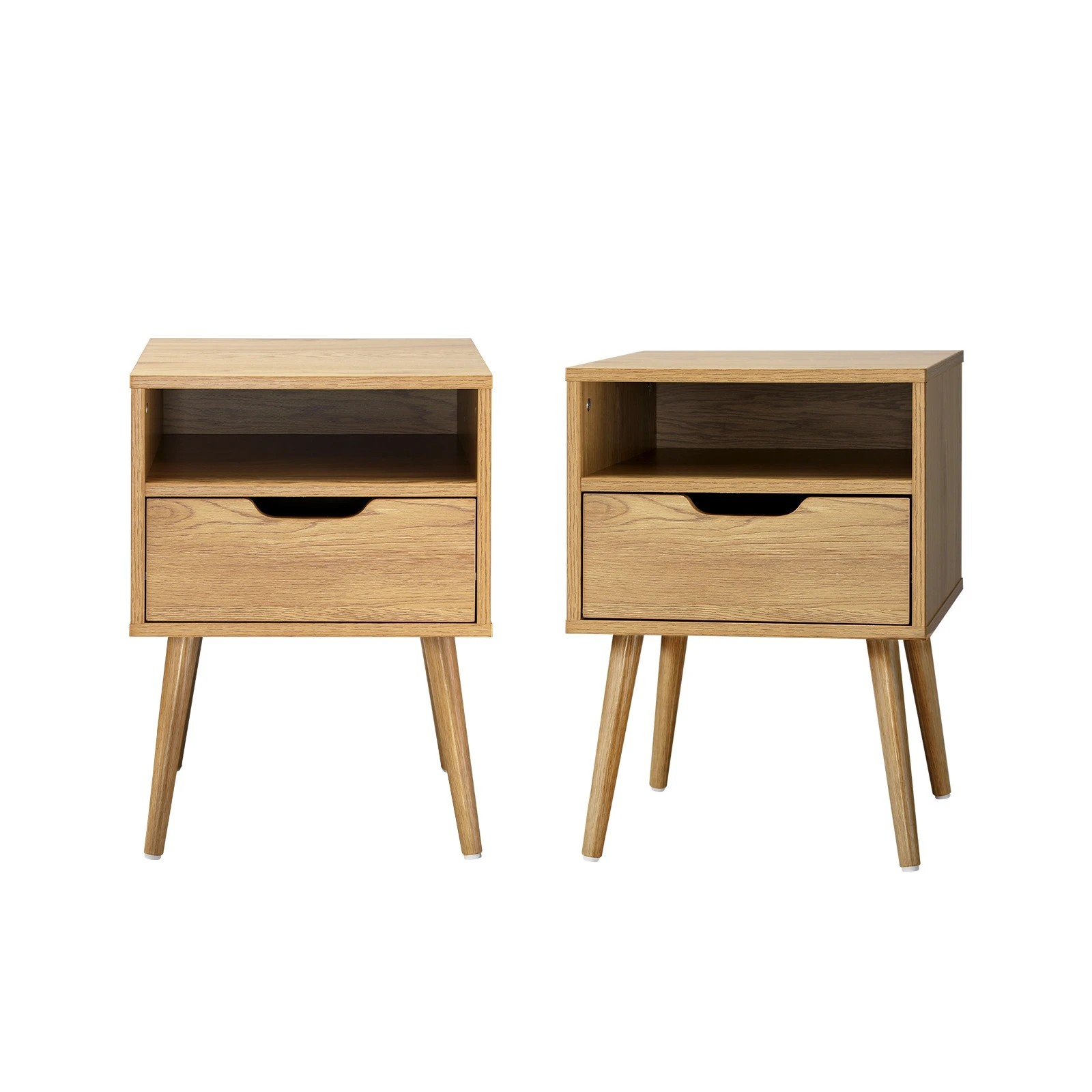 1 Oikiture Bedside Tables Set of 2 Side Table Nightstand Bedroom Cabinet - Natural, 1 of 4