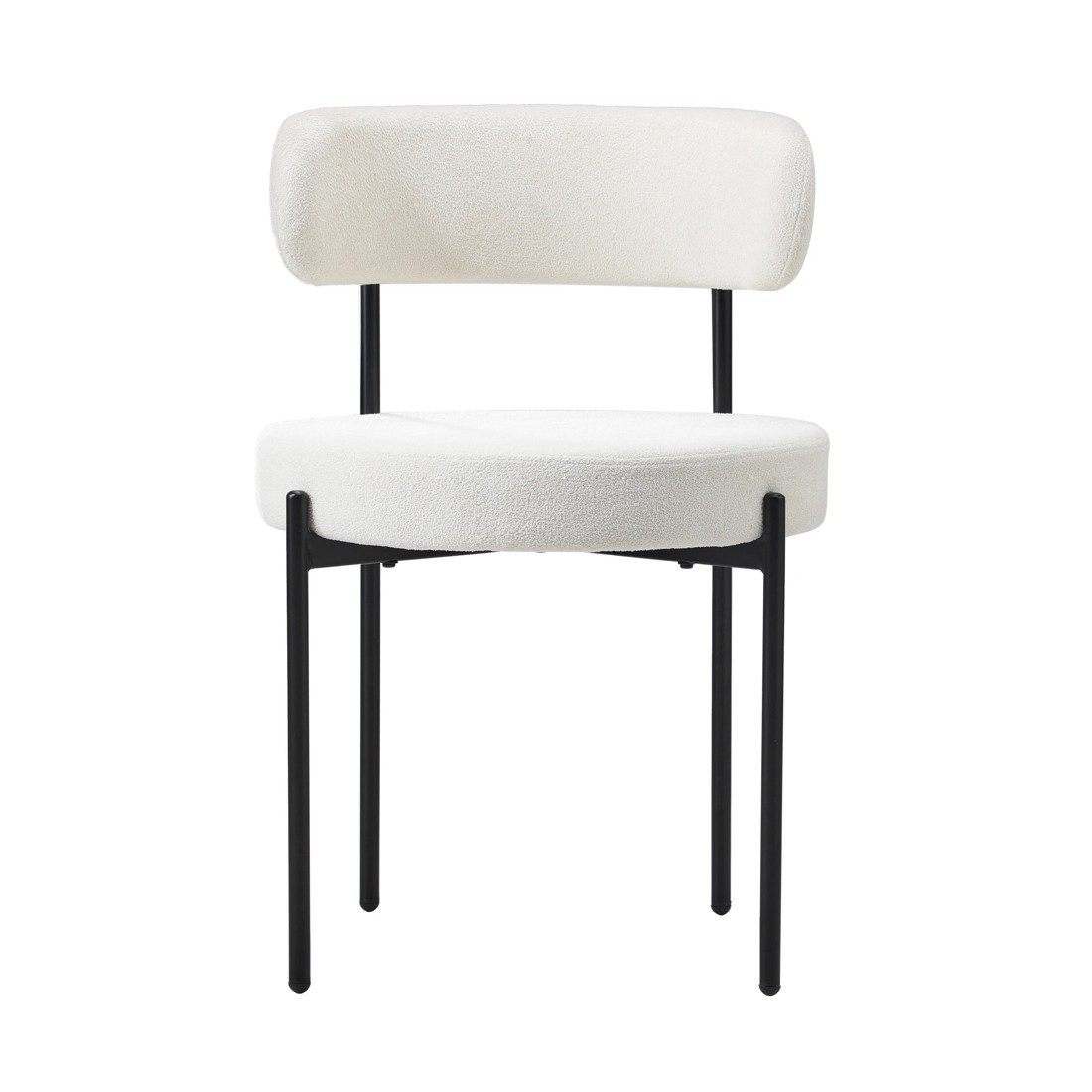 6 Oikiture 2x Dining Chair Round Boucle Kitchen Lounge Seats Backrest
 - White, 6 of 10