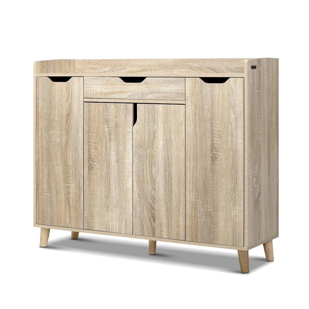 1 Artiss Shoe Rack Cabinet 26 Pairs Adjustable Pine Cissy - Natural, 1 of 4