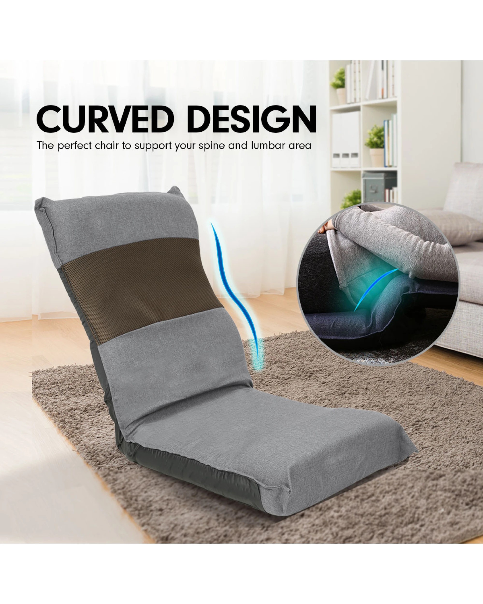 6 Adjustable Floor Lounge Chair 98 X 46 X 19cm - Light Grey, 6 of 6