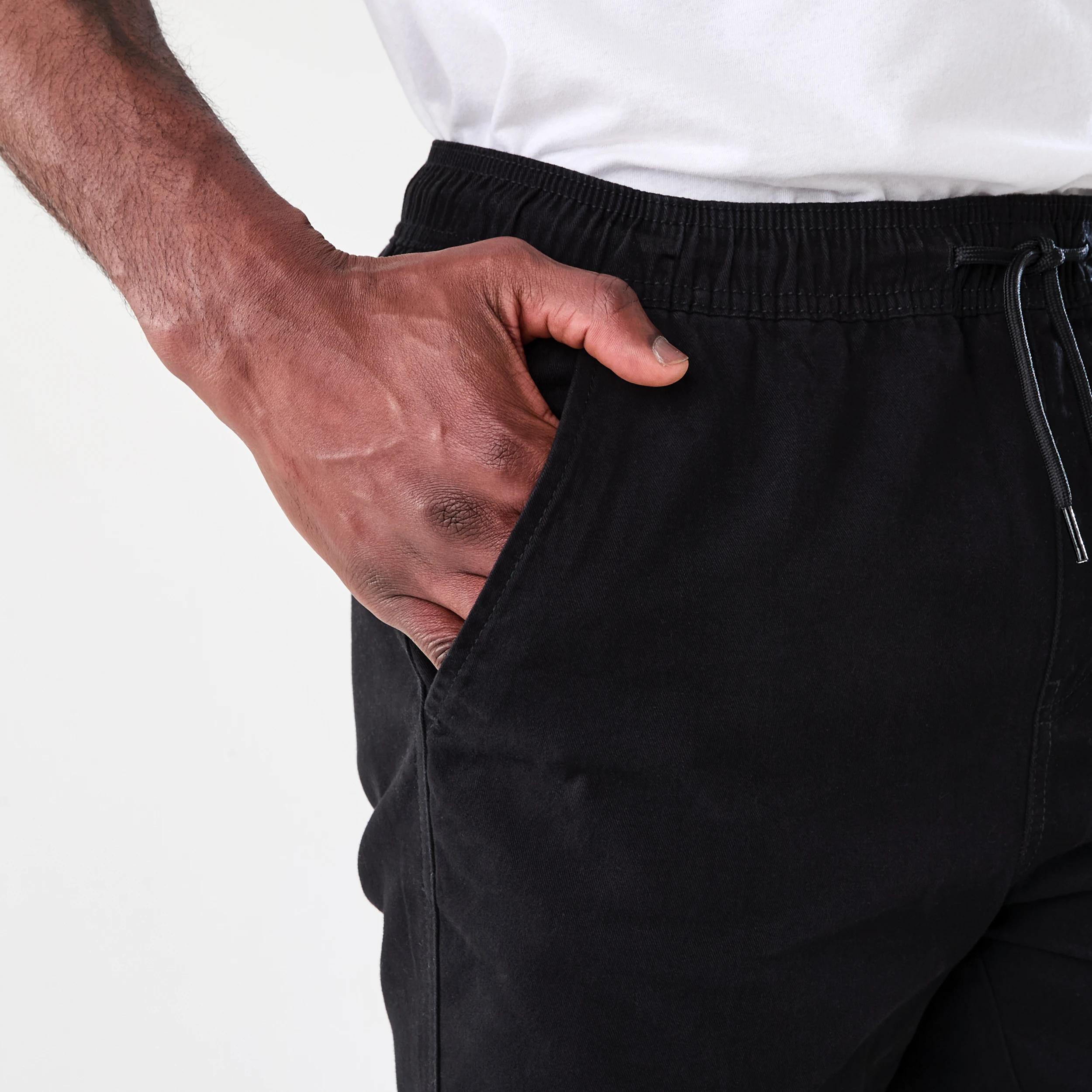 4 Elastic Waist Cuffed Joggers Black, 4 of 7