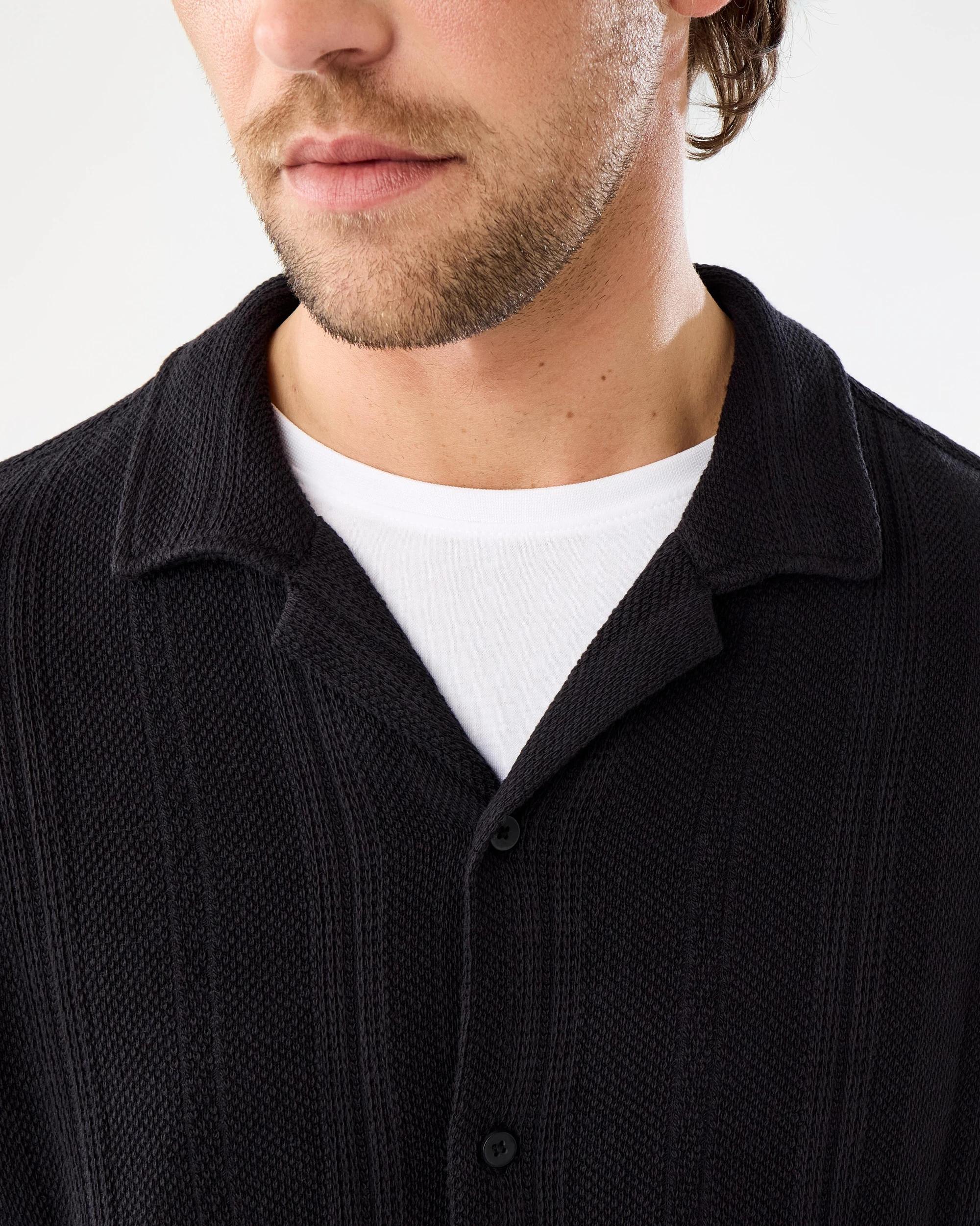 6 Short Sleeve Textured Shirt Blk Selfsp, 6 of 9