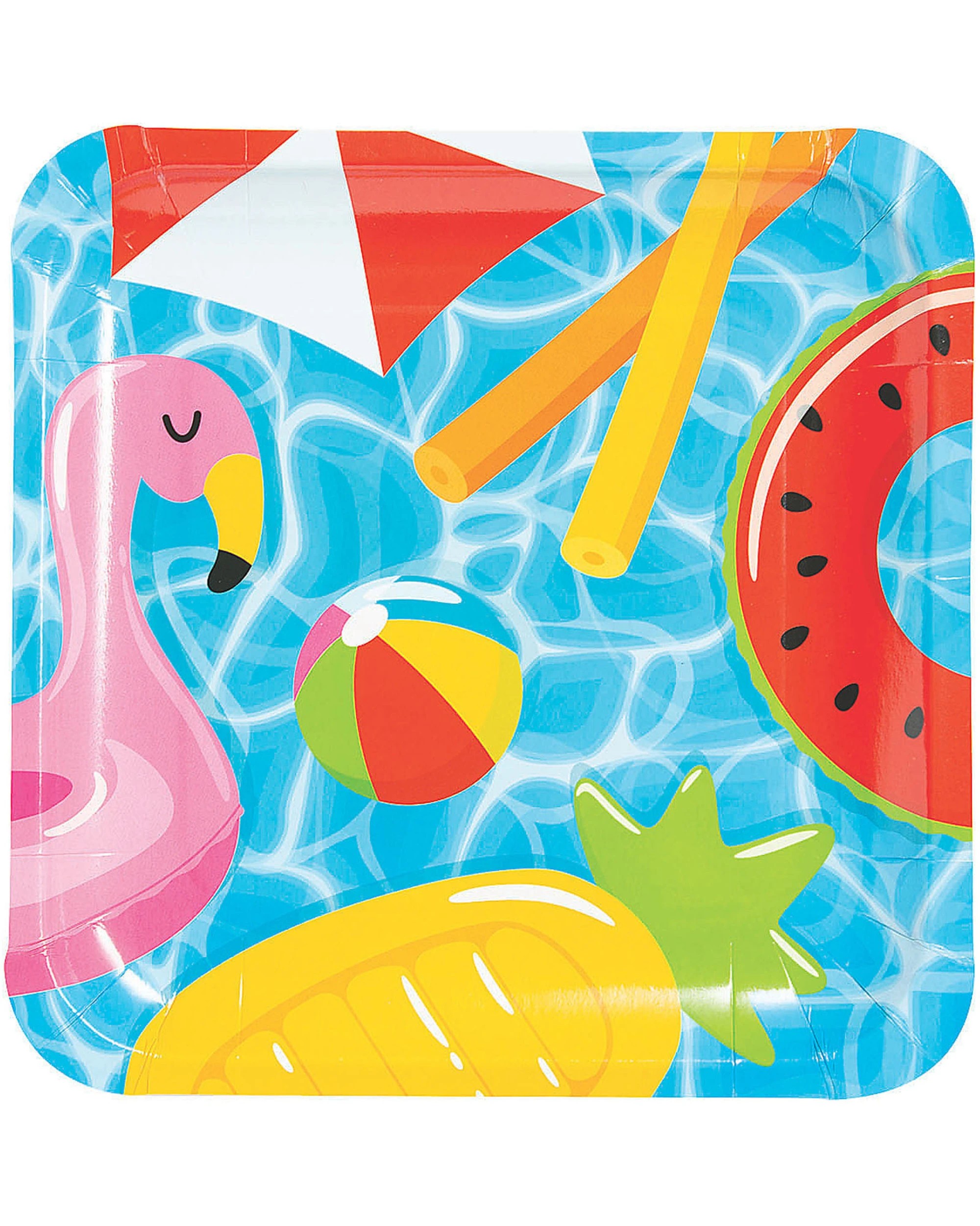 1 Oriental Trading Summer Pool Party Large Paper Plates Pack of 8 - Multi, 1 of 1