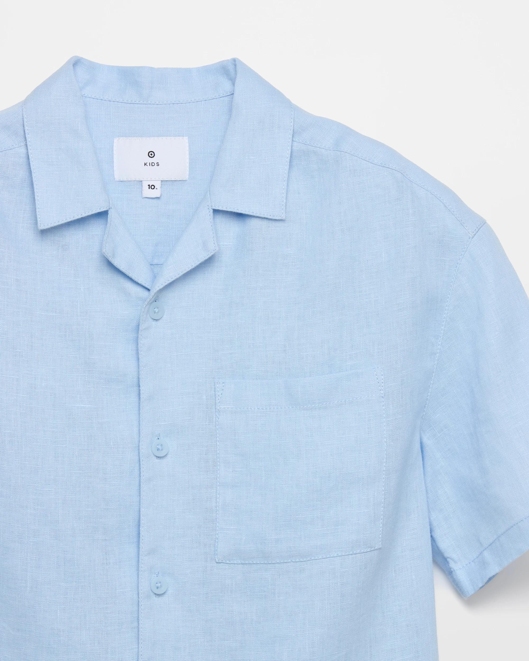 5 Target European Linen Short Sleeve Shirt BLUE, 5 of 6