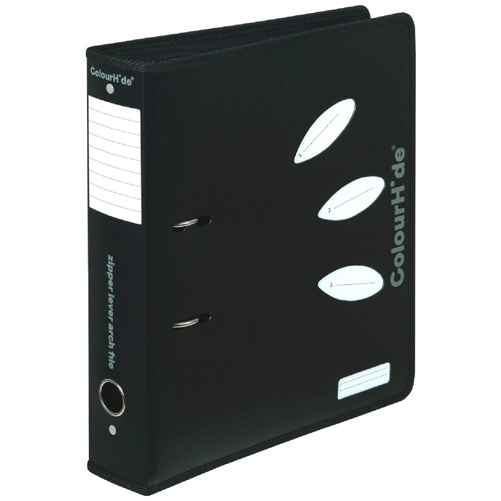 1 ColourHide Zipper Lever Arch Binder A4 70mm Black, 1 of 1