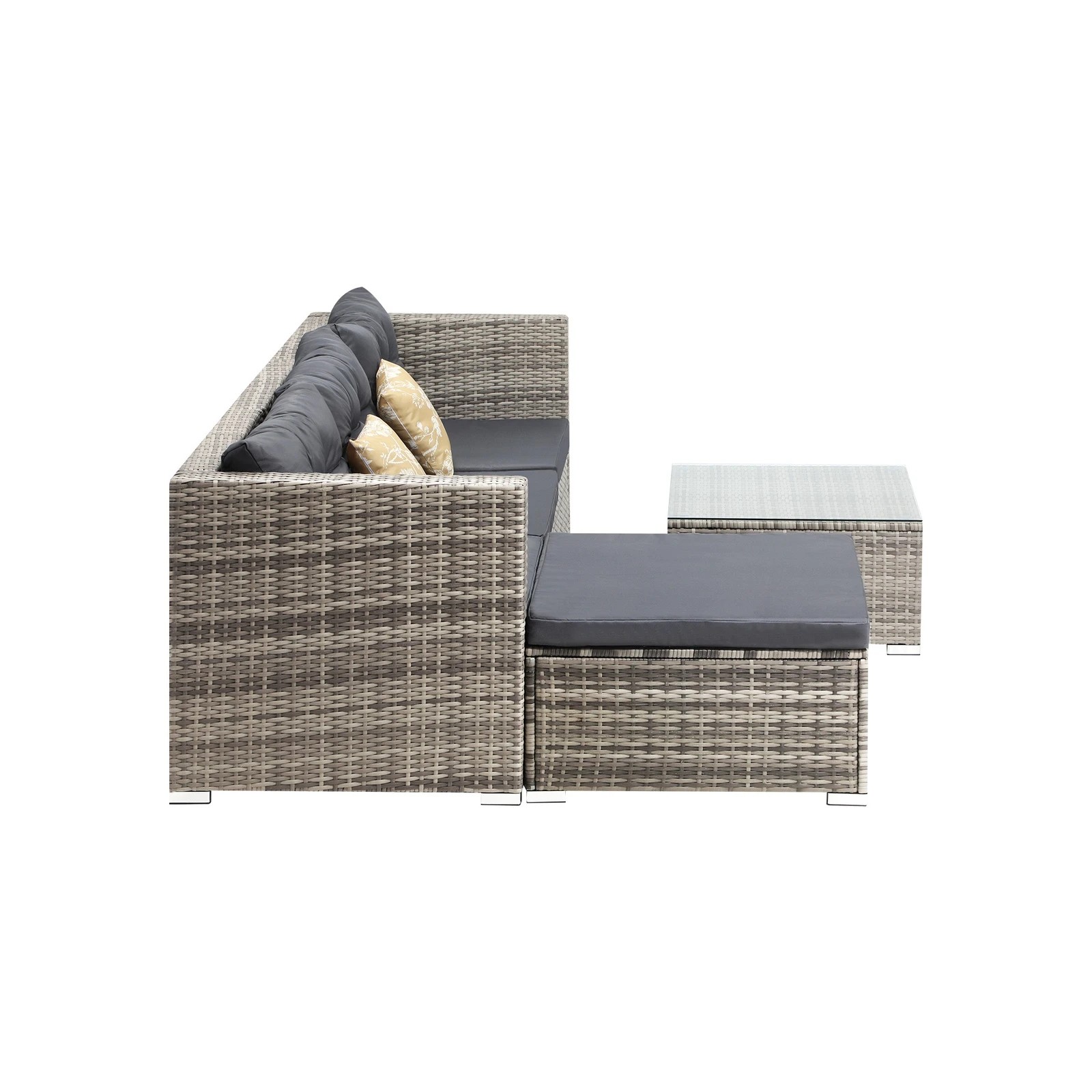 8 Livsip Outdoor Lounge Setting 5pc Wicker Sofa Set Rattan Patio Garden Furniture
 - Grey, 8 of 9