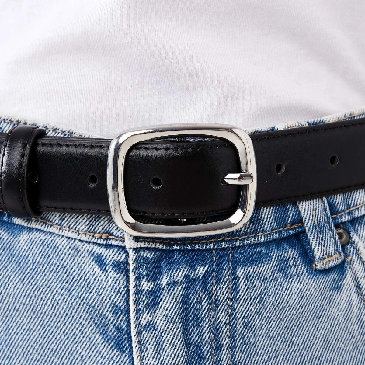 4 Soft Rectangle Jeans Belt BLACK, 4 of 4