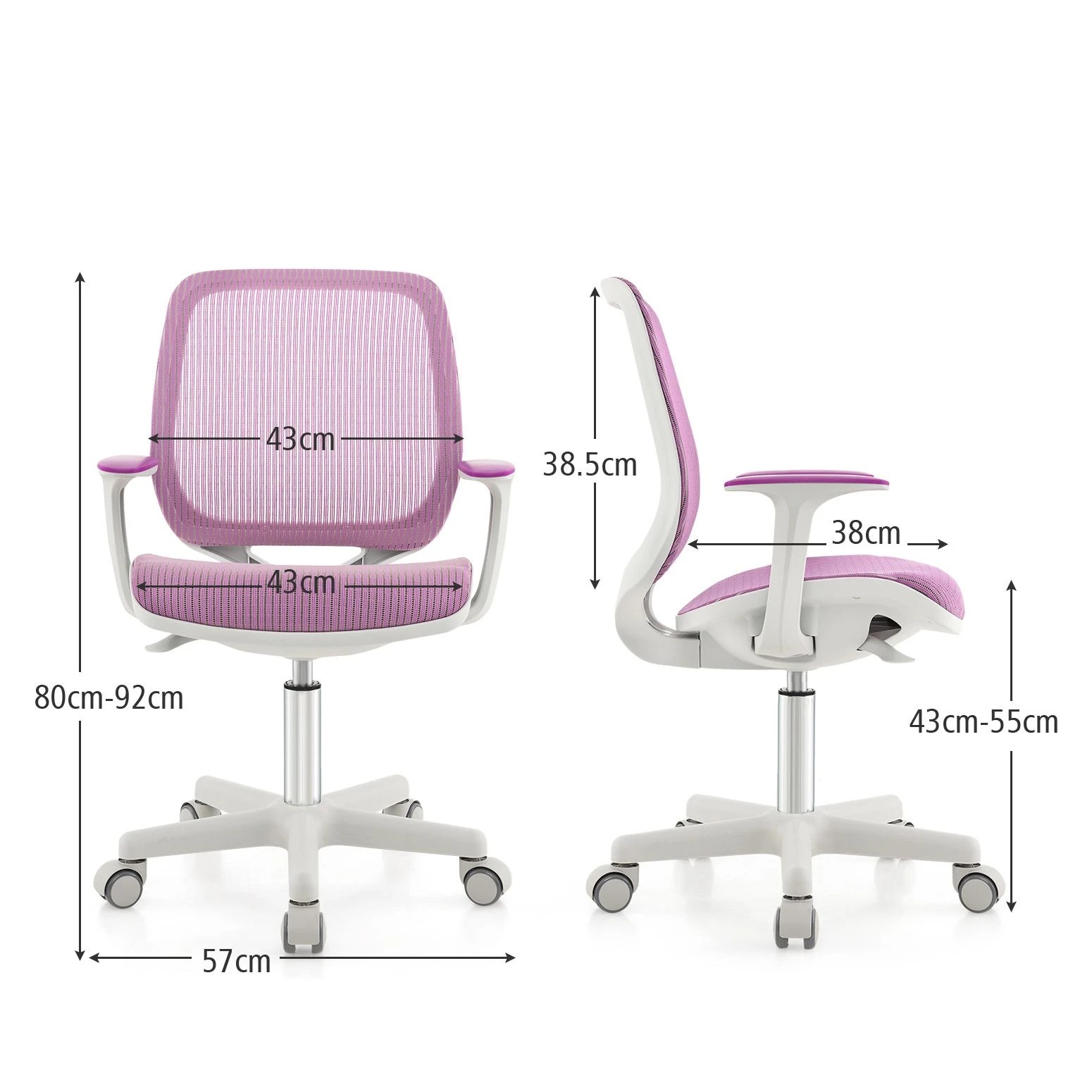 5 Costway Desk Chair Swivel Mesh Chair w/Adjustable Height - Purple, 5 of 6