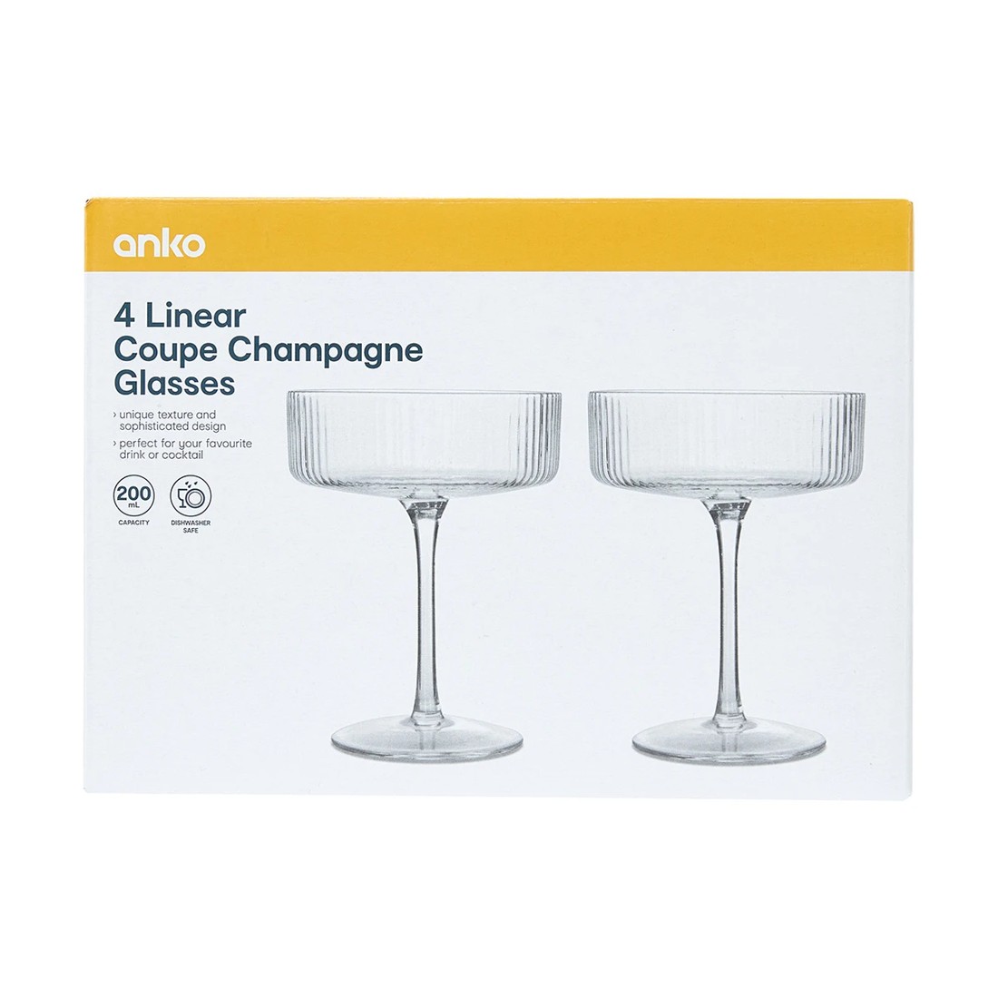 6 4 Linear Coupe Champagne Glasses, 6 of 7