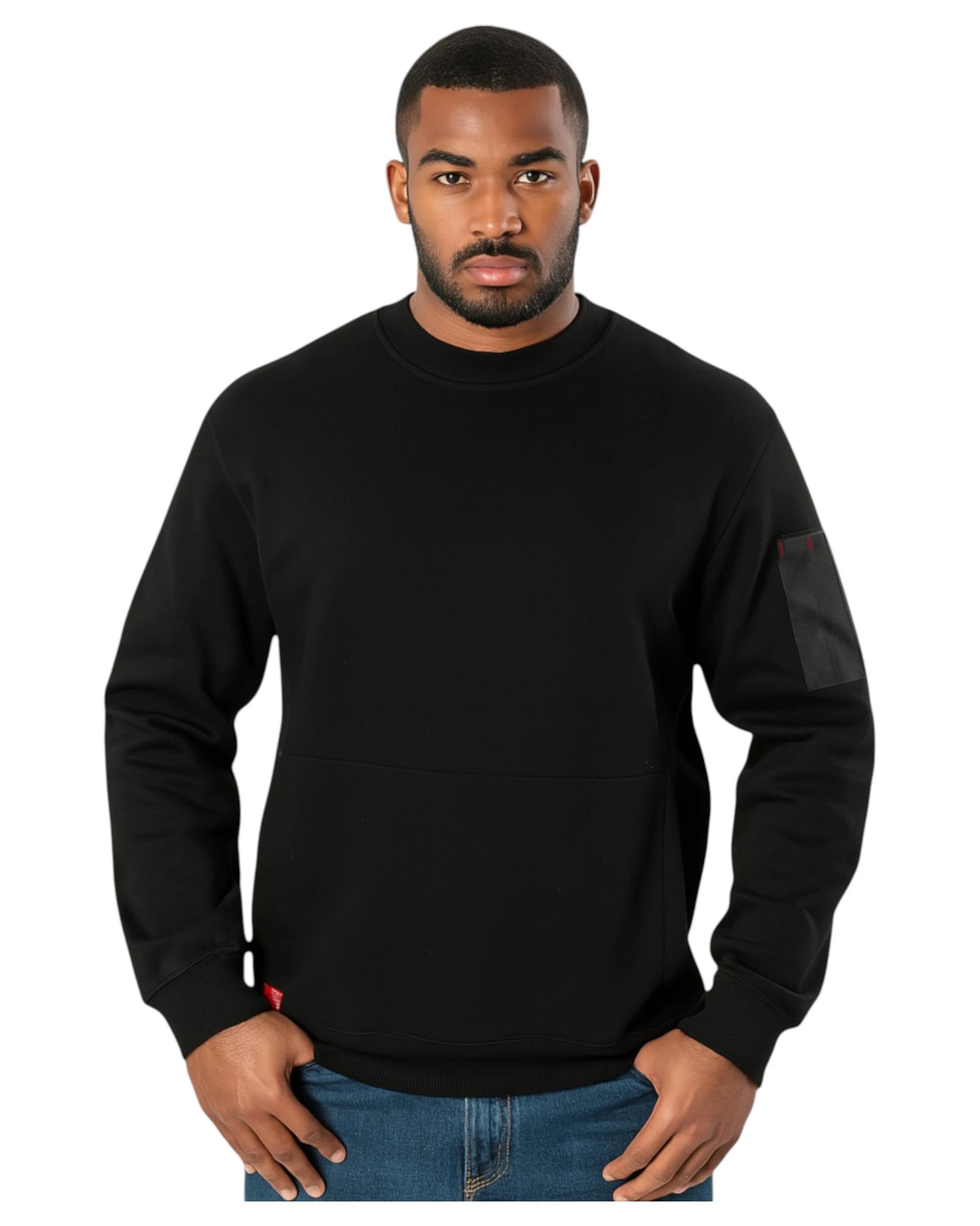 5 Hard Yakka Mens Crew Neck Fleece Jumper Black Black, 5 of 6