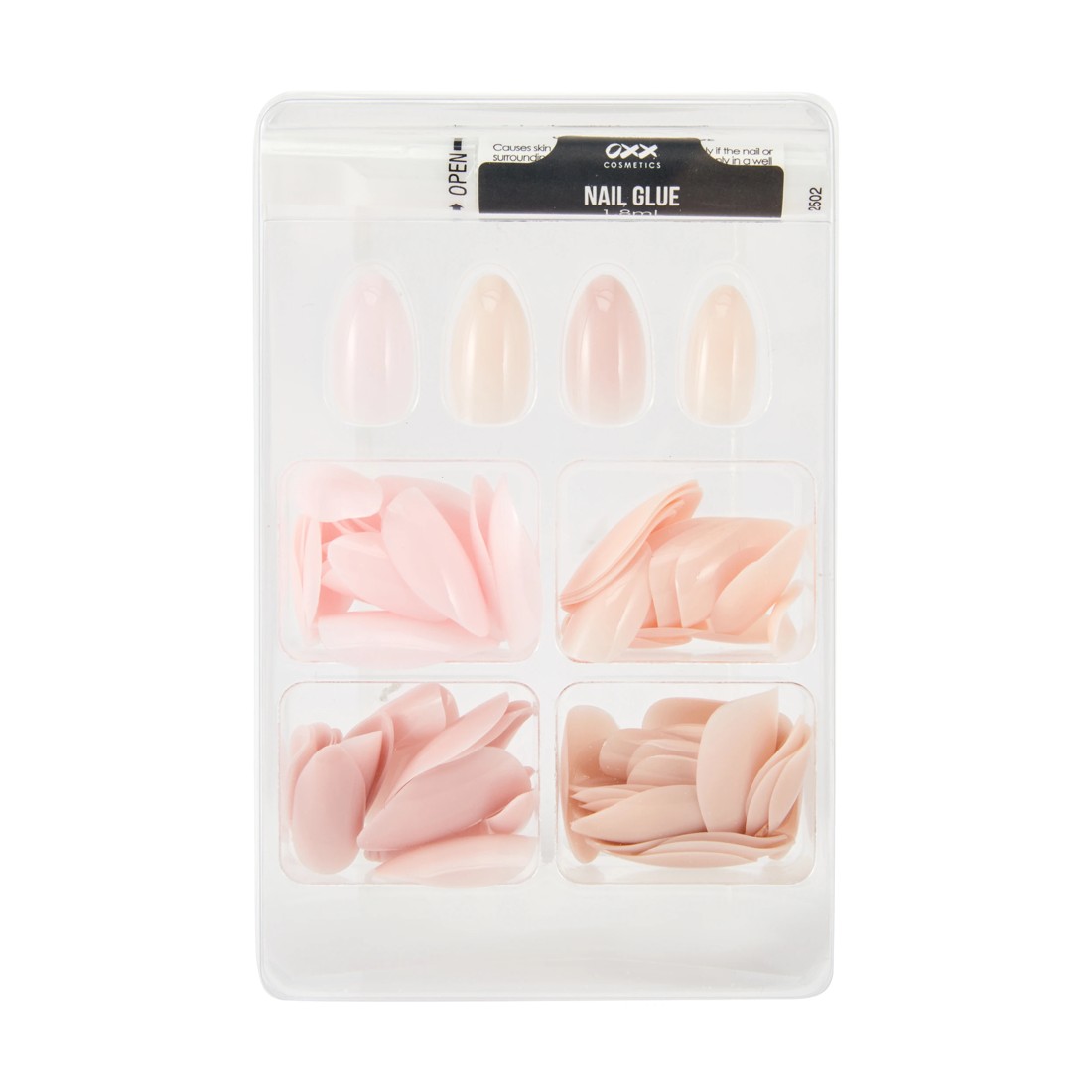 3 OXX Cosmetics 100 Pack Artificial Nails with Adhesive - Almond Shape, Jelly, 3 of 4