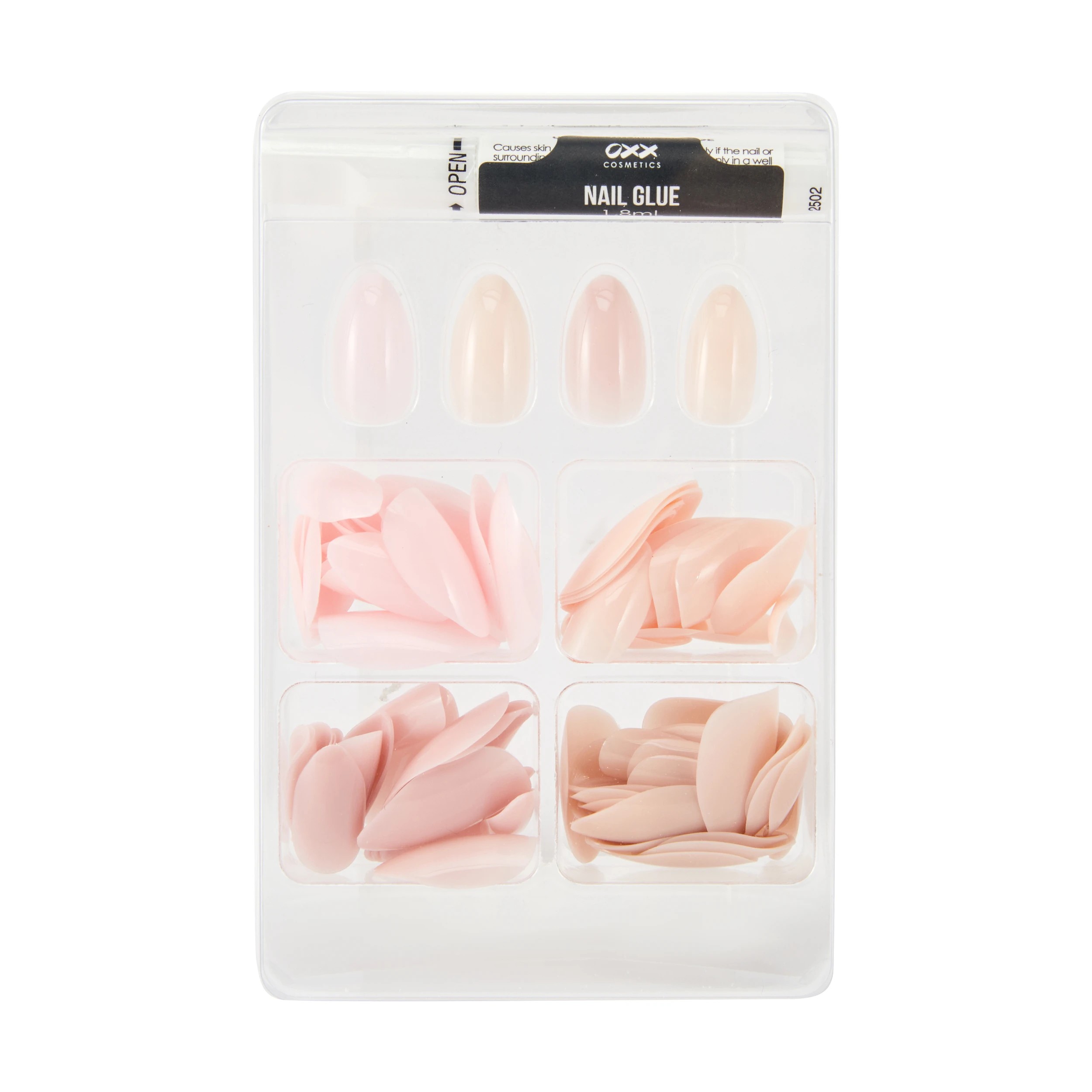 3 OXX Cosmetics 100 Pack Artificial Nails with Adhesive - Almond Shape, Jelly, 3 of 4