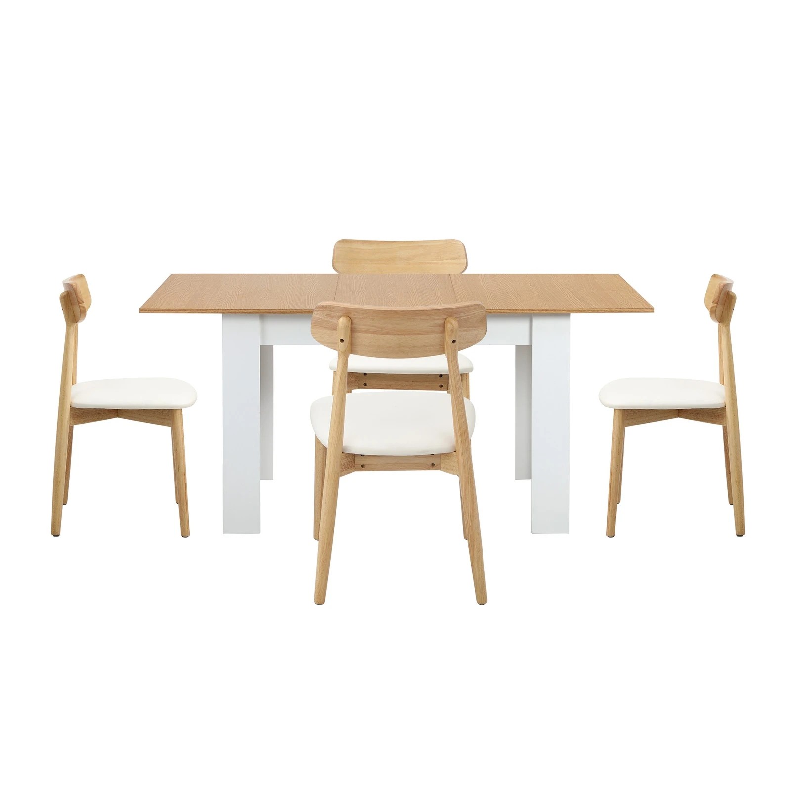 8 Oikiture 160cm Extendable Dining Table with 4x Dining Chairs PU Leather - Multi, 8 of 9