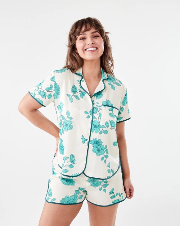 Short Sleeve Top and Shorts Matte Satin Pyjama Set