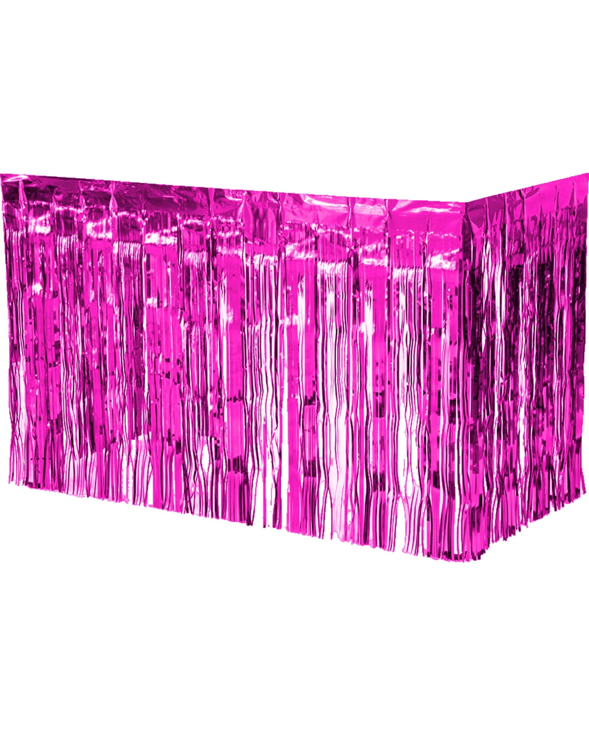 1 Partyrama Metallic Hot Pink Table Skirt - Hot Pink, 1 of 2
