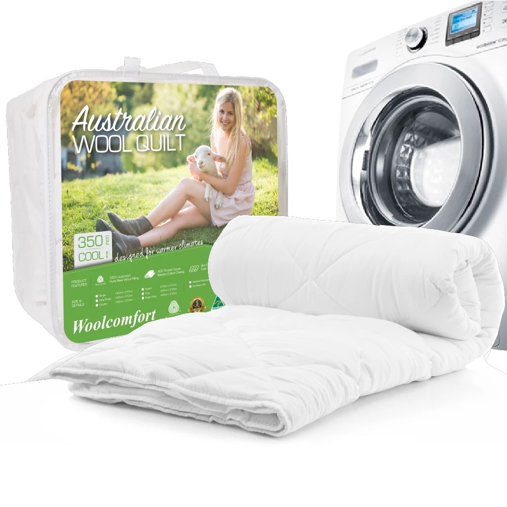 1 Woolcomfort 350GSM Machine Washable Summer Merino Wool Quilt - Single Bed, 1 of 1