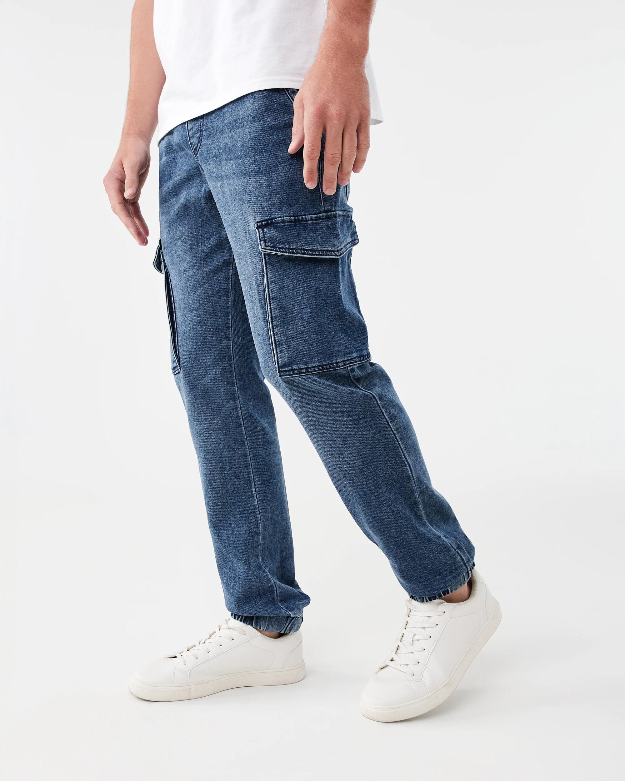 2 Cuffed Denim Joggers Dark Wash, 2 of 7