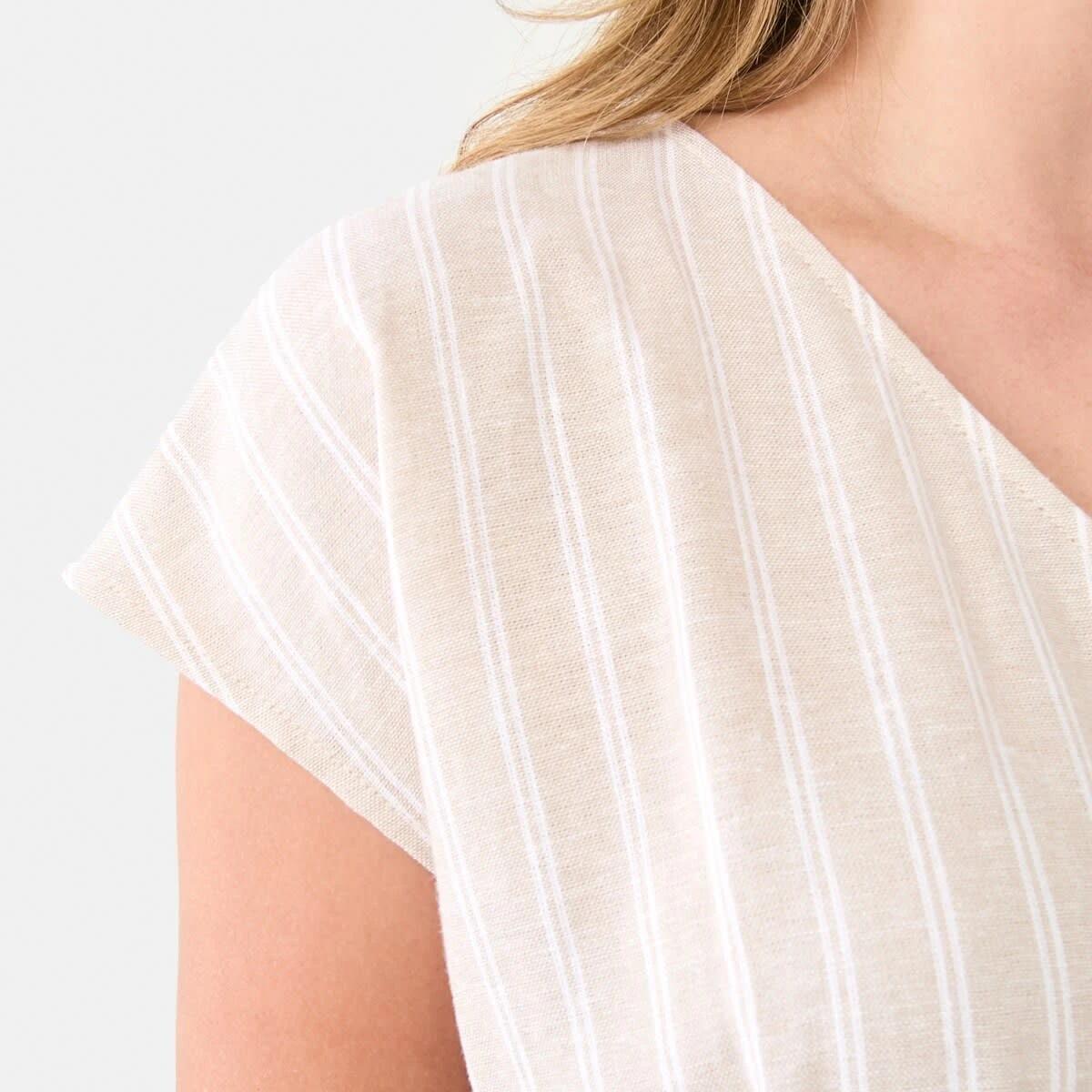 5 Short Sleeve Button Down Tea Midi Dress Gia Stripe, 5 of 9