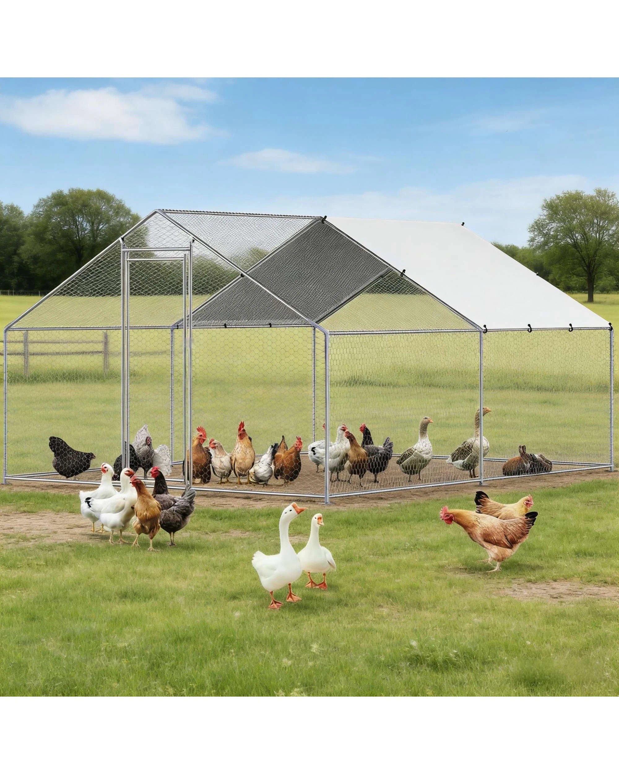 2 Advwin Walk In Chicken Coop Run Cage, 2 of 8