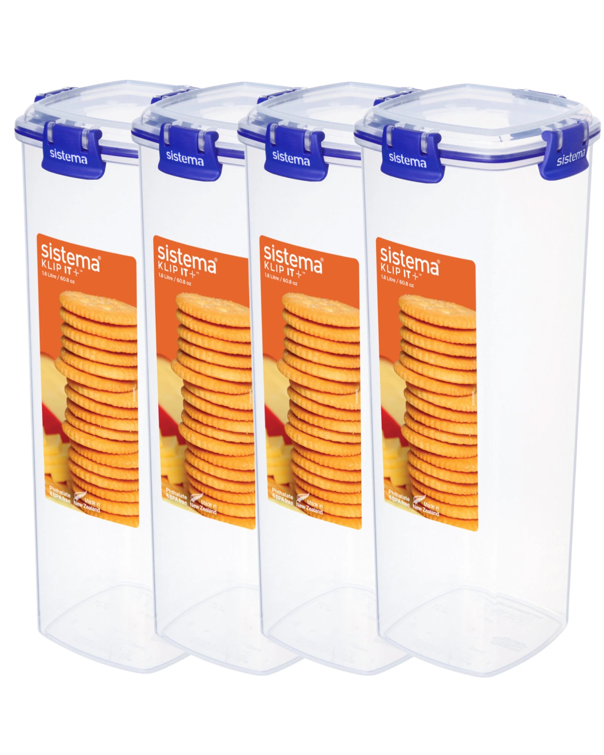 1 Sistema 4-Pack Klip It Plus 1.8L Food Storage Container Made in New Zealand, 1 of 3