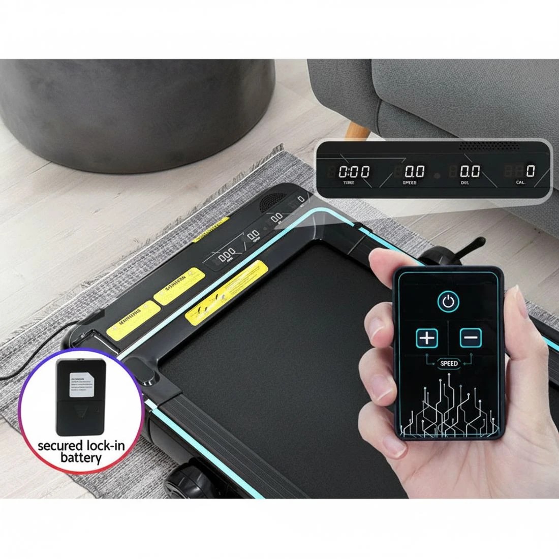 6 Everfit Treadmill Electric Walking Pad Under Desk Home Gym Fitness 420mm - Black, 6 of 6