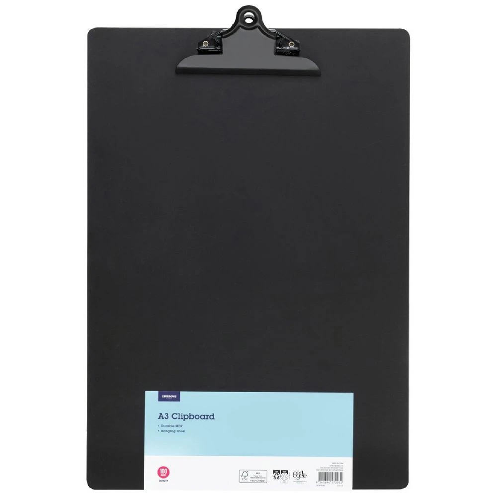 1 J.Burrows A3 MDF Clipboard Black, 1 of 5