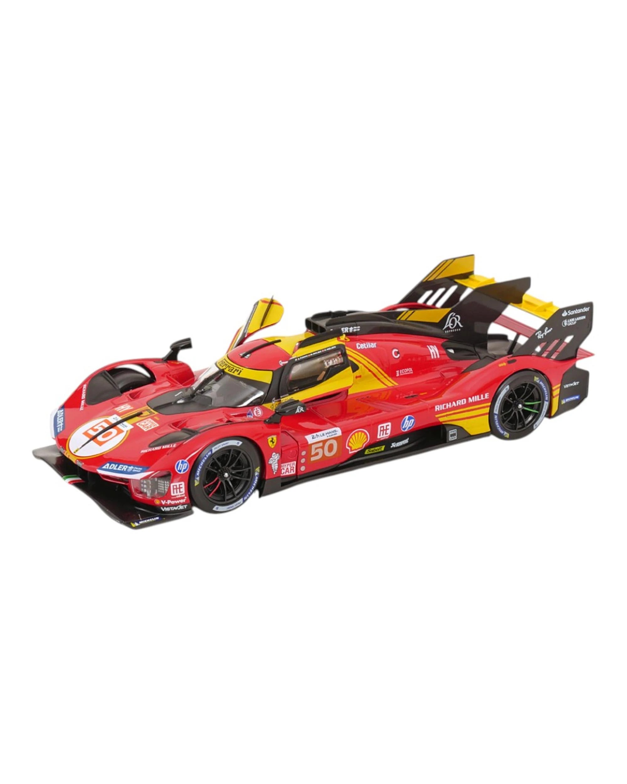 3 Bburago Ferrari Racing 2024 Champion Ferrari 499P 24 Hour Le Mans Hypercar WEC #50 1:18 Scale Diecast Vehicle, 3 of 6
