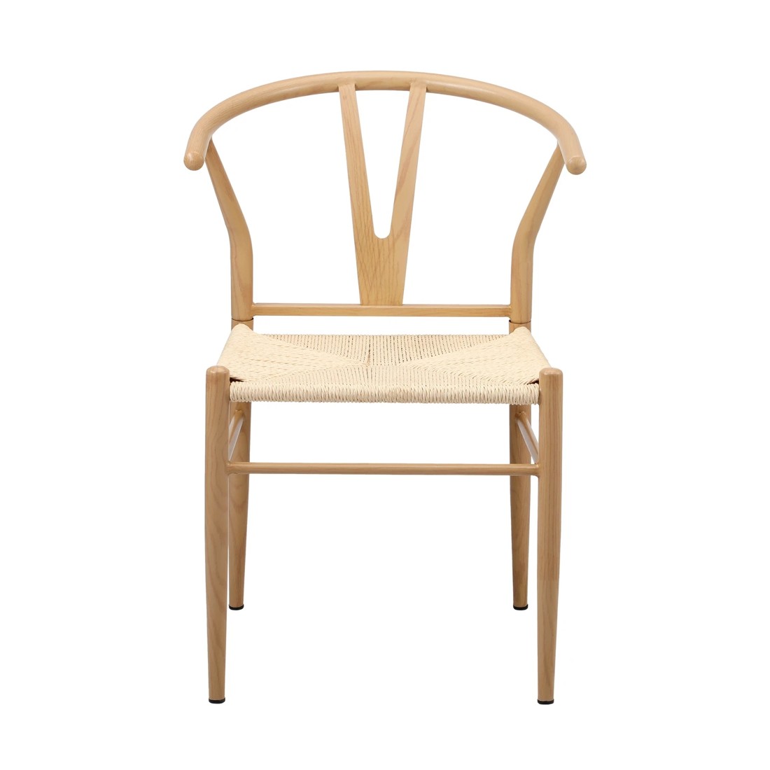 6 Oikiture 2x Dining Chair Metal Hans Wegner Chair Wishbone Cafe Lounge
 - Beige, 6 of 10