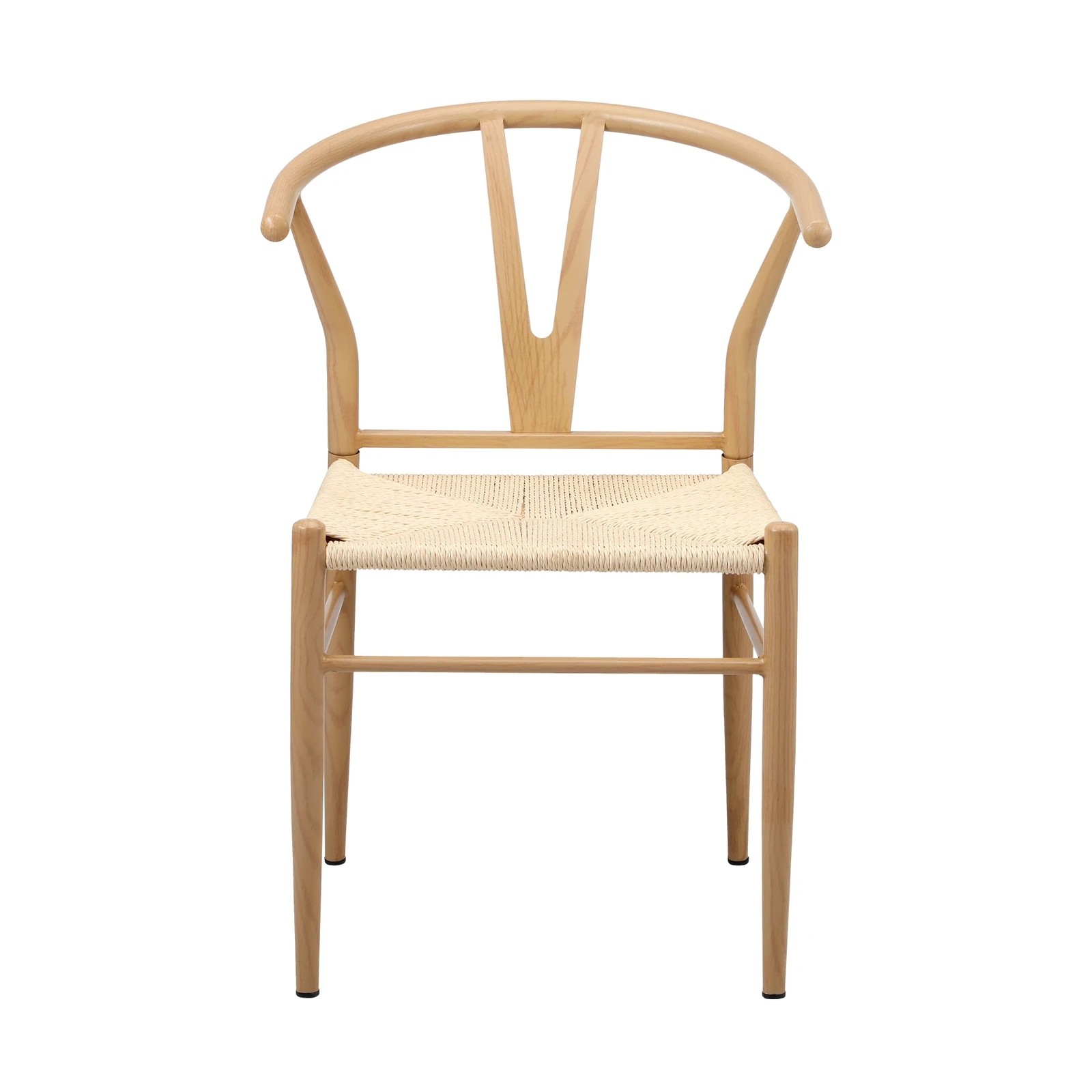 6 Oikiture 2x Dining Chair Metal Hans Wegner Chair Wishbone Cafe Lounge
 - Beige, 6 of 10