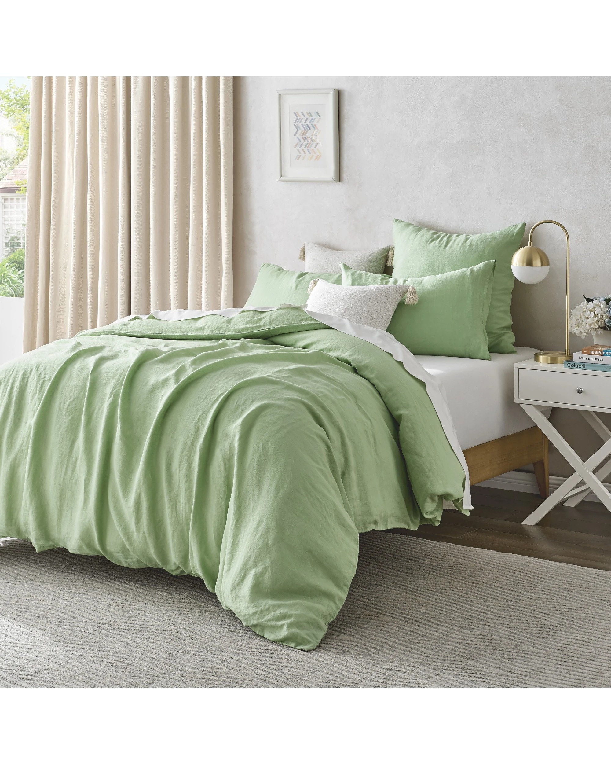 8 Natural Home 100% European Flax Linen Quilt Cover Set - King Bed - Sage, 8 of 10