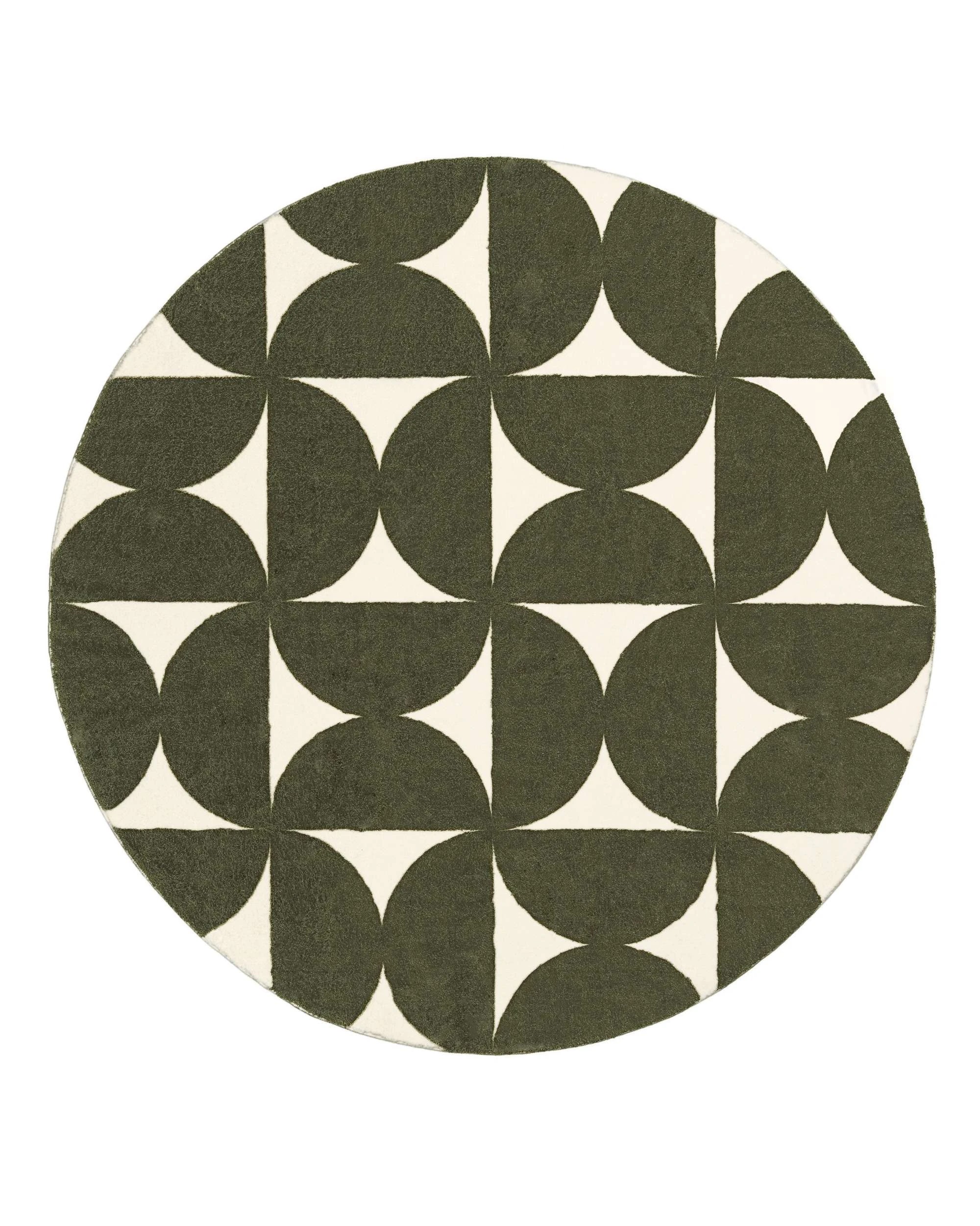 1 Loopsie Jardime Geometric Washable Round Rug-240cm x 240cm - Green, 1 of 5