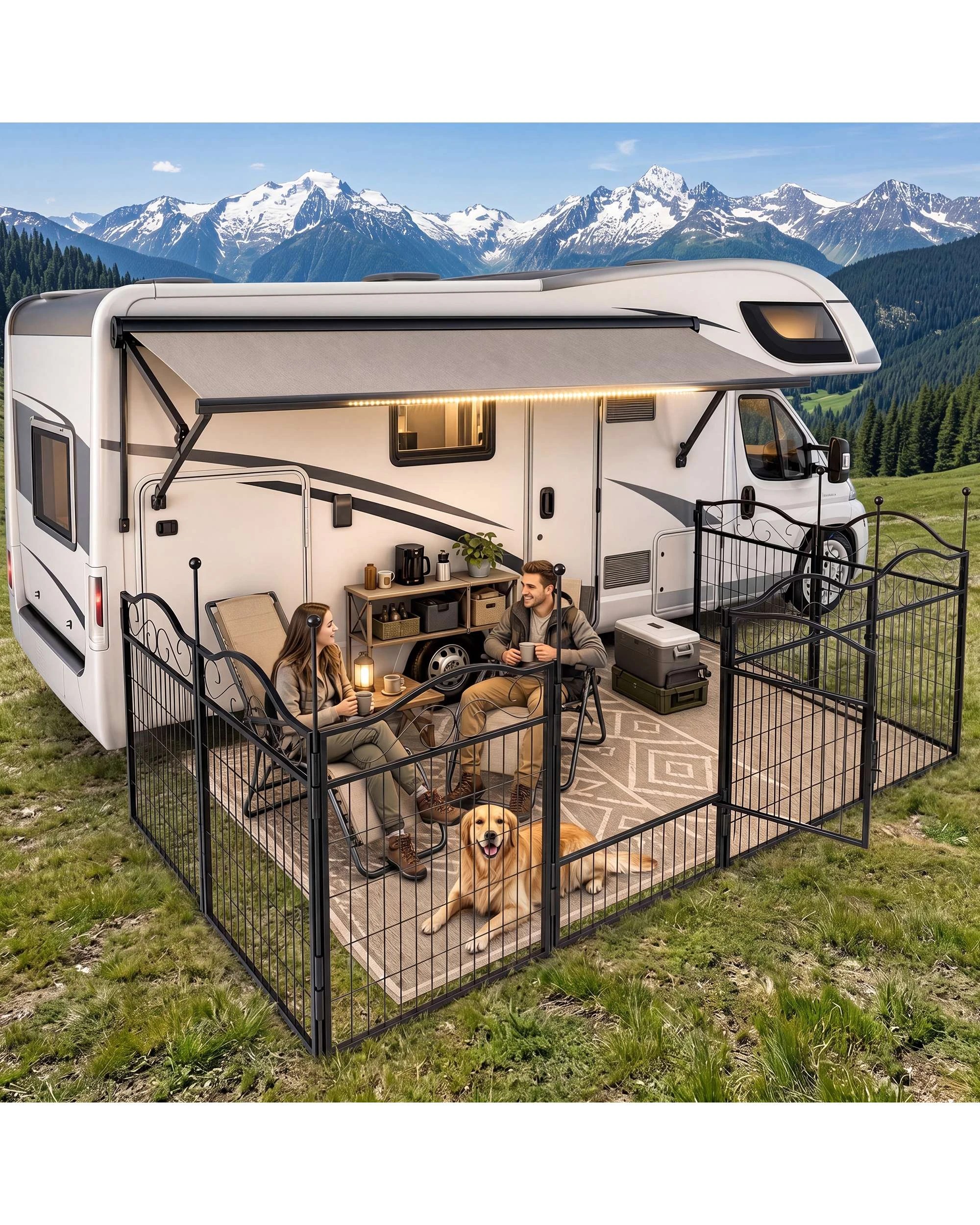 4 Advwin Garden Fence 61x80cm 8 Panel Pet Playpen Enclosure No Dig Fence Animal Barrier, 4 of 9