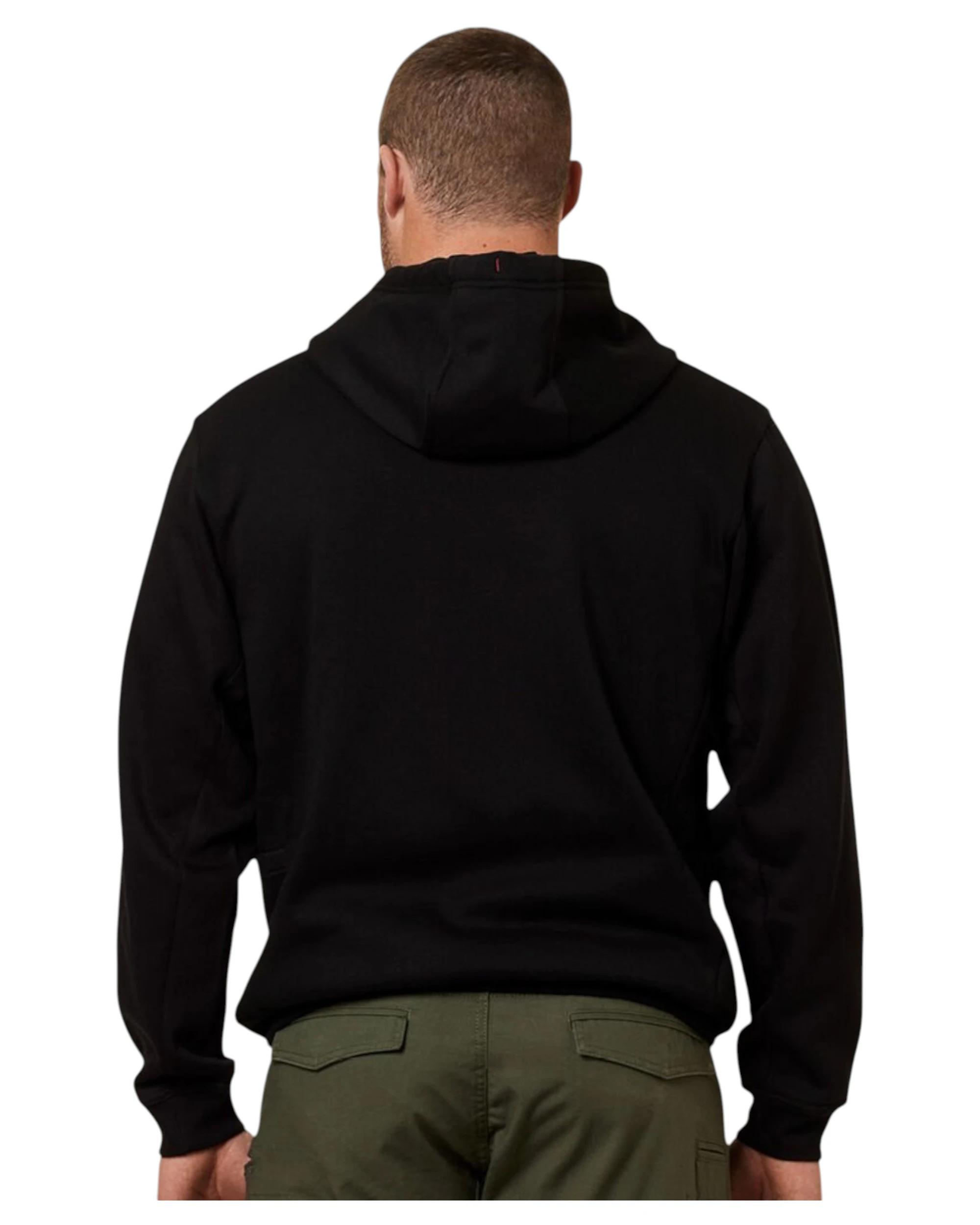 6 Hard Yakka Mens Brushed Fleece Hoodie Jumper Black BLACK, 6 of 7