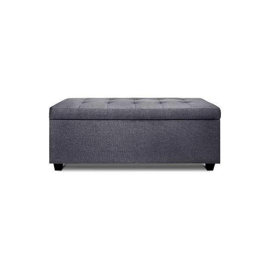 3 Artiss Storage Ottoman Blanket Box 97cm Linen - Grey, 3 of 7