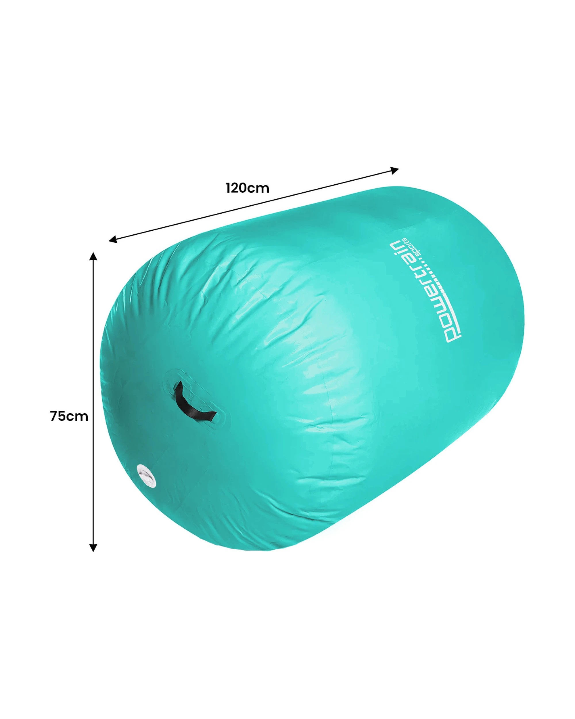 2 Powertrain 120cm x 75cm Inflatable Air Barrel Exercise Roller Gymnastics Training Aid - Green, 2 of 5