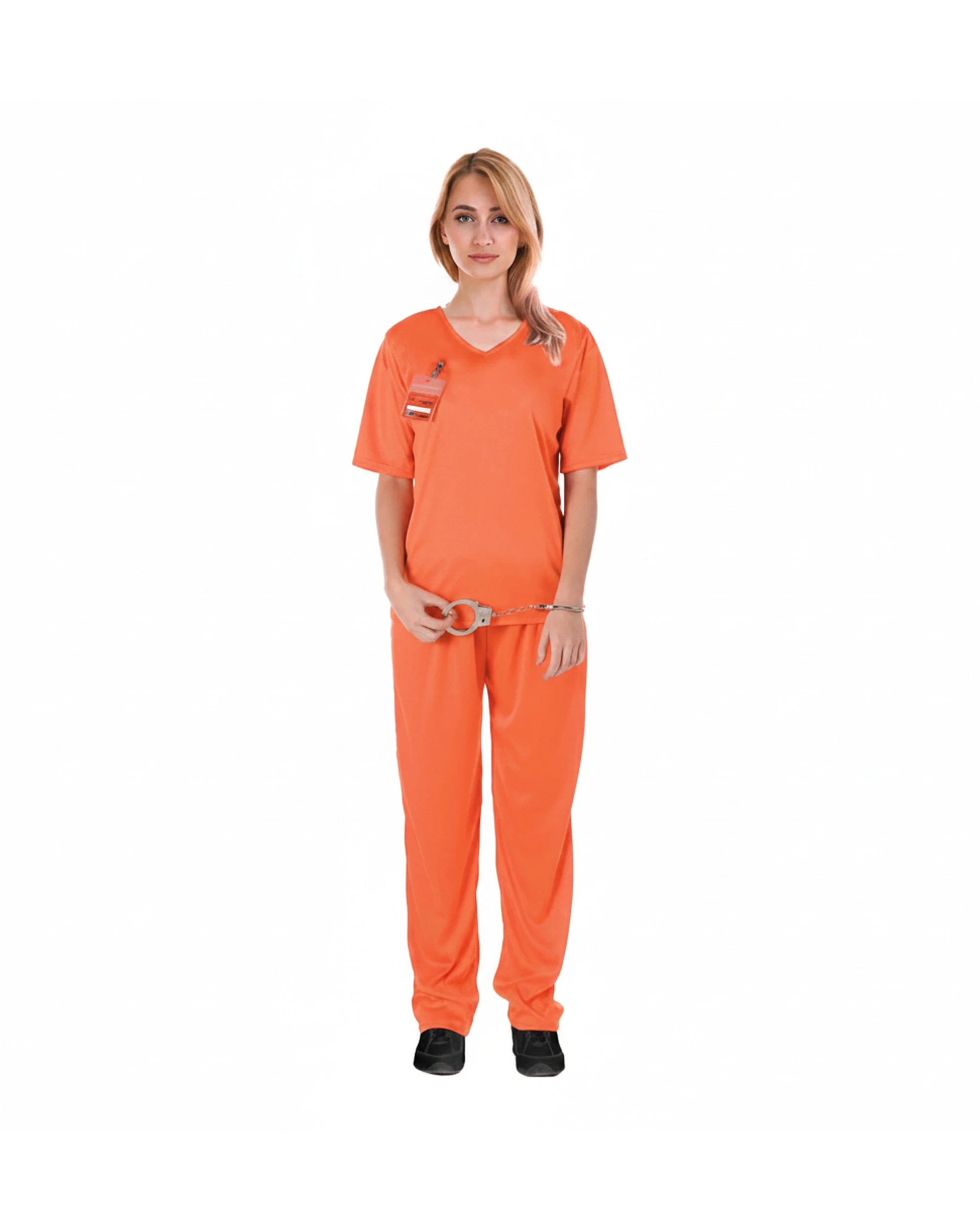 1 JD Party Prisoner Lady Costume Adult Woman Outfit Complete Set S/M - Orange, 1 of 1